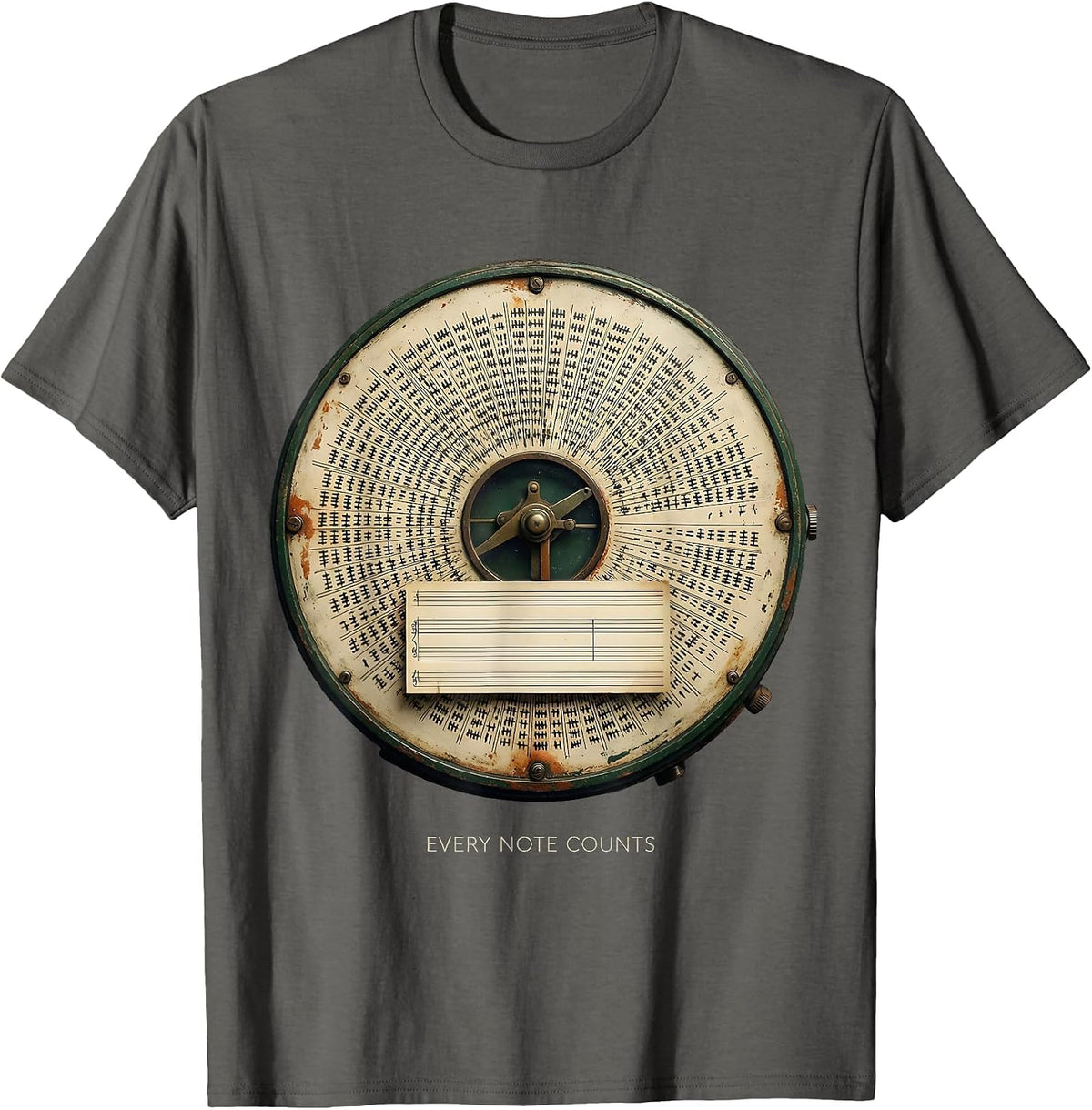 Every Note Counts Vintage Music Lover Gift for Musicians T-Shirt - Asphalt Grey