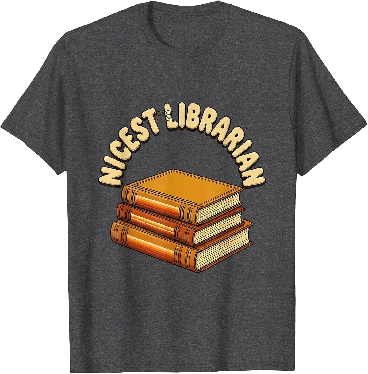 Nicest Librarian Retro 70s Teacher Appreciation Back To T-Shirt - Dark Heather Grey