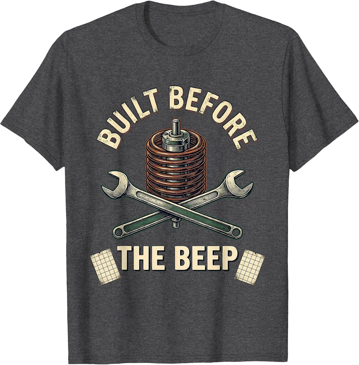 Built Before The Beep Vintage Classic Car Racing Drag Strip T-Shirt - Dark Heather Grey