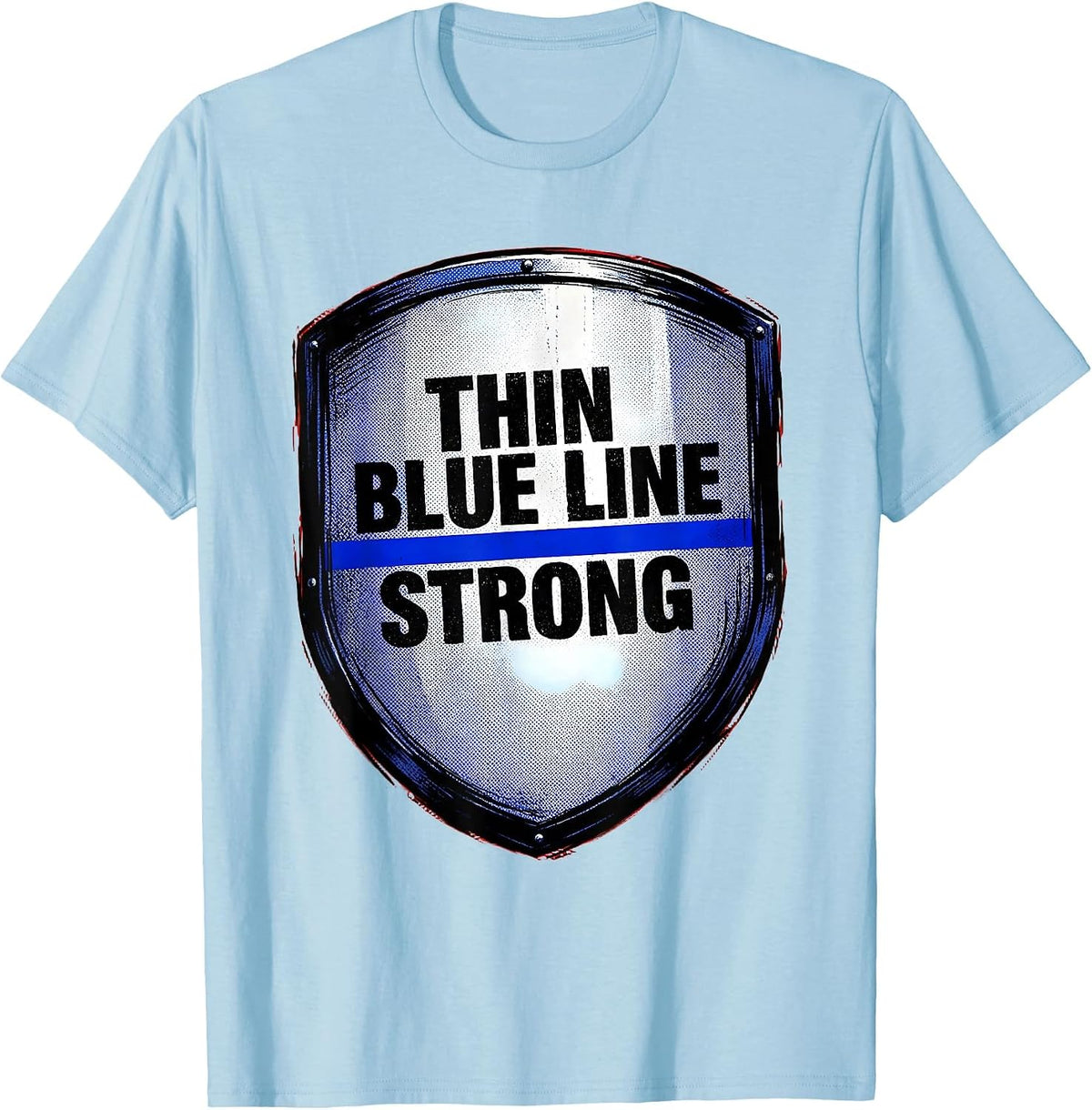 Men's Thin Blue Line Strong Law Enforcement Design T-Shirt - Baby Blue