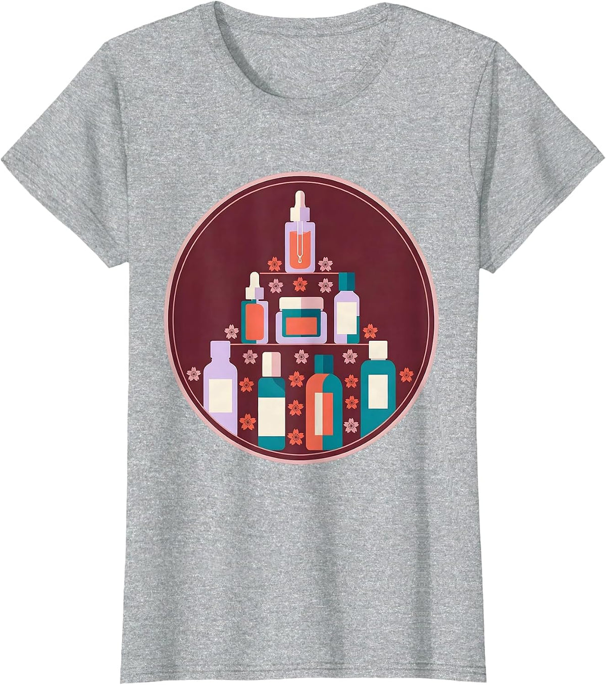 K-Beauty Skincare Pyramid Graphic Tee T-Shirt - Heather Grey