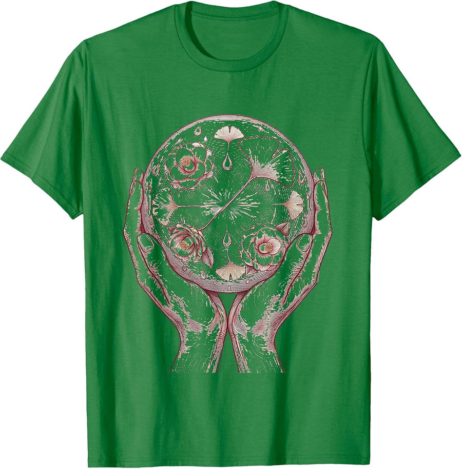 Men's K-Beauty Glow Orb Skincare Illustration T-Shirt - Kelly Green