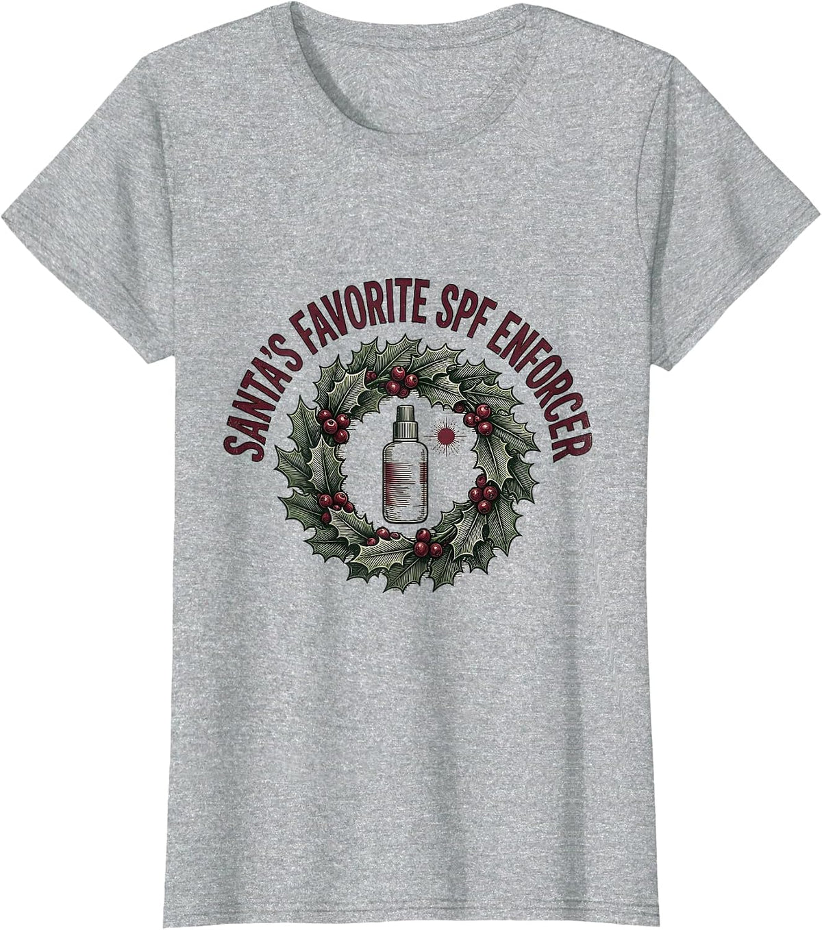 Santa's Favorite SPF Enforcer Vintage Esthetician Skincare T-Shirt - Heather Grey