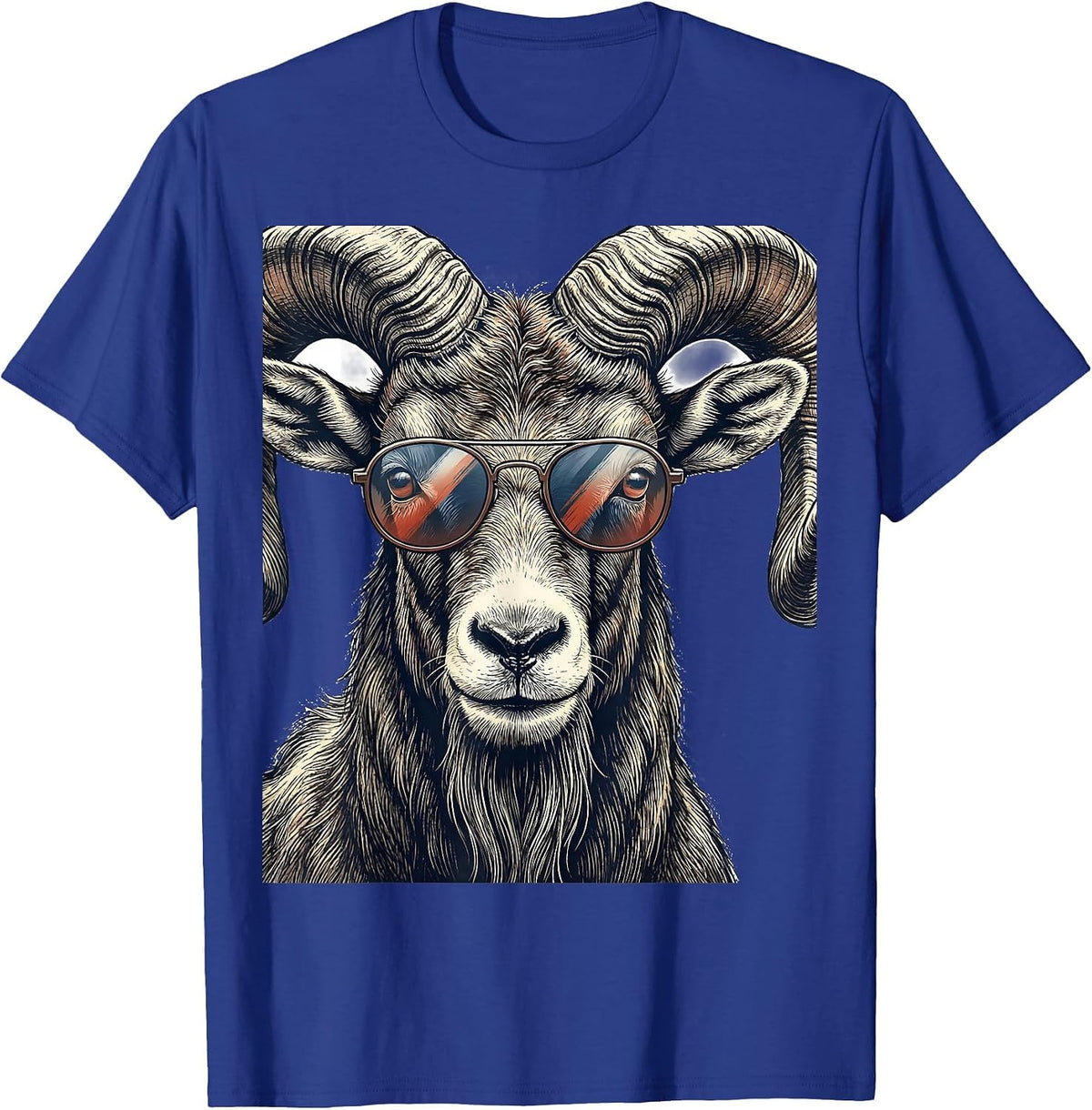 Goat Sunglasses Cool Animal Humor Novelty T-Shirt - Royal Blue