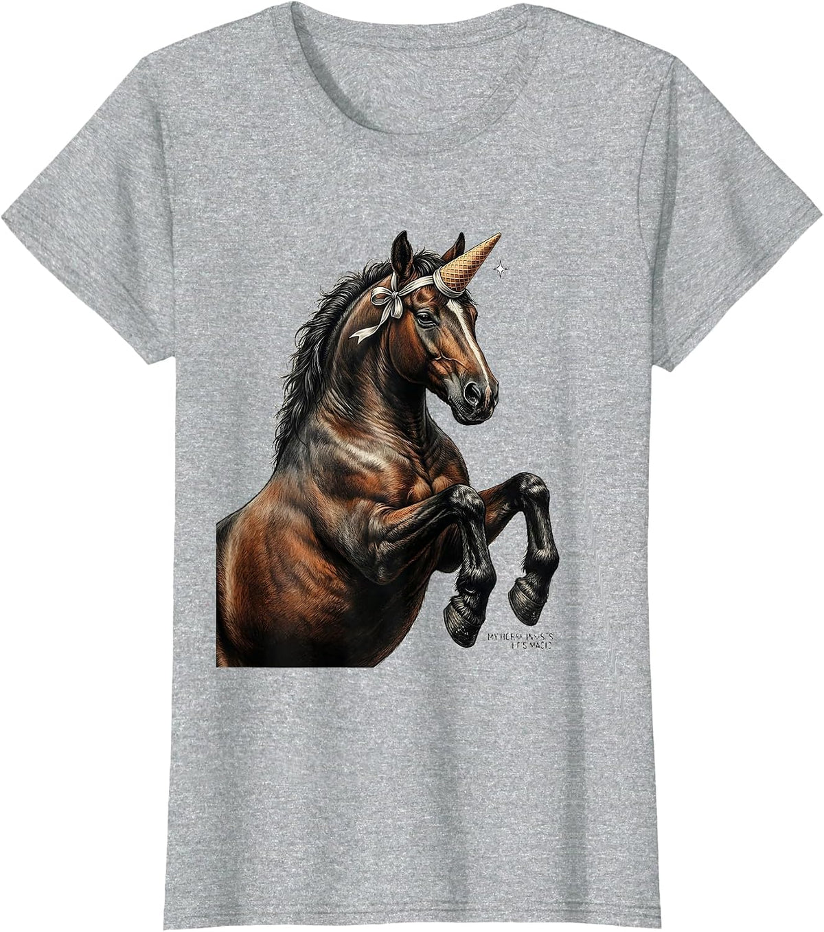 Women's My Horse Insists He's Magic Funny Horse Lover Gift T-Shirt - Heather Grey
