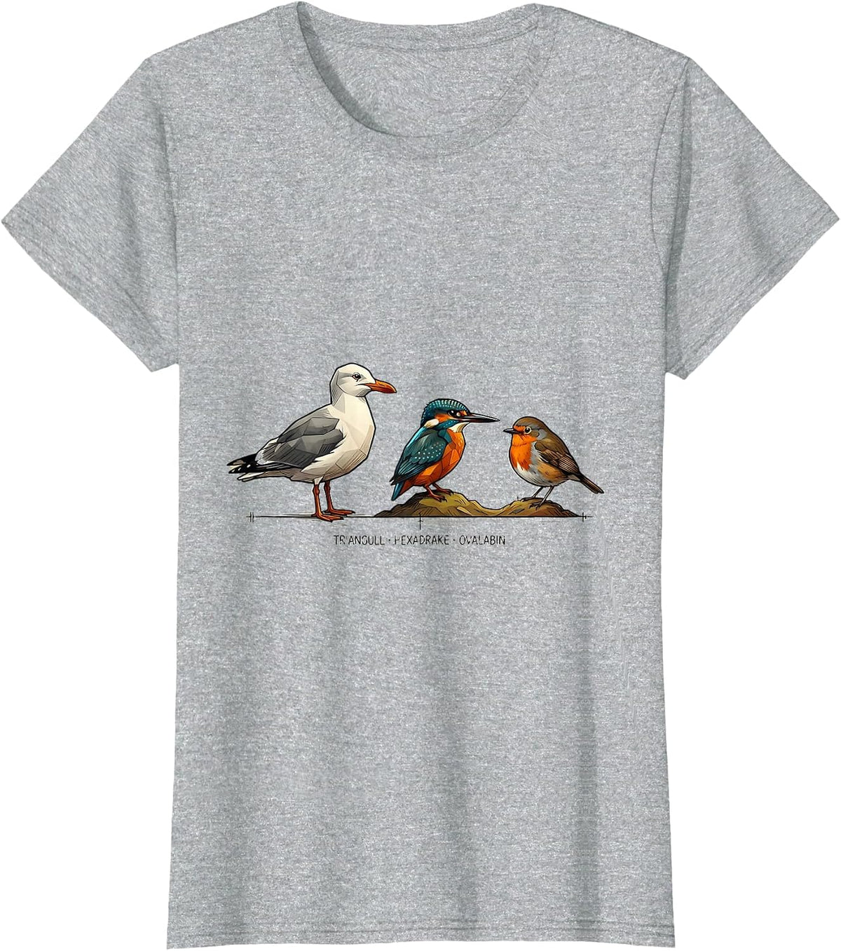 Women's Triangull Hexadrake Ovalabin Funny Bird Pun Math Teacher T-Shirt - Heather Grey