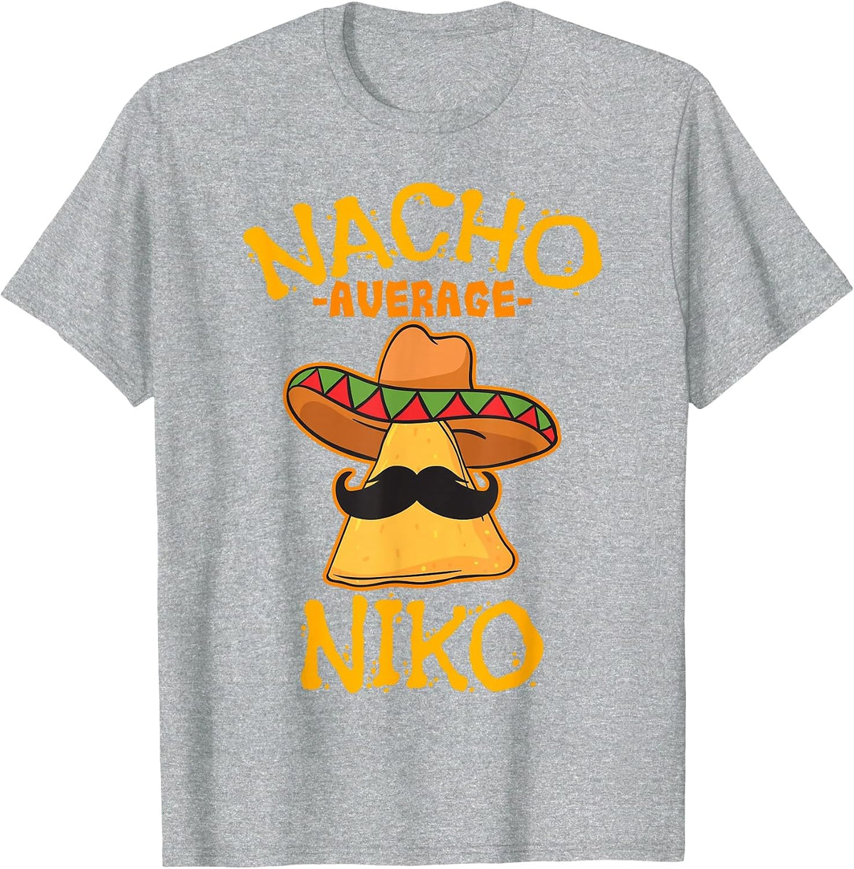 Nacho Average Niko Personalized Name Funny Taco T-Shirt - Heather Grey