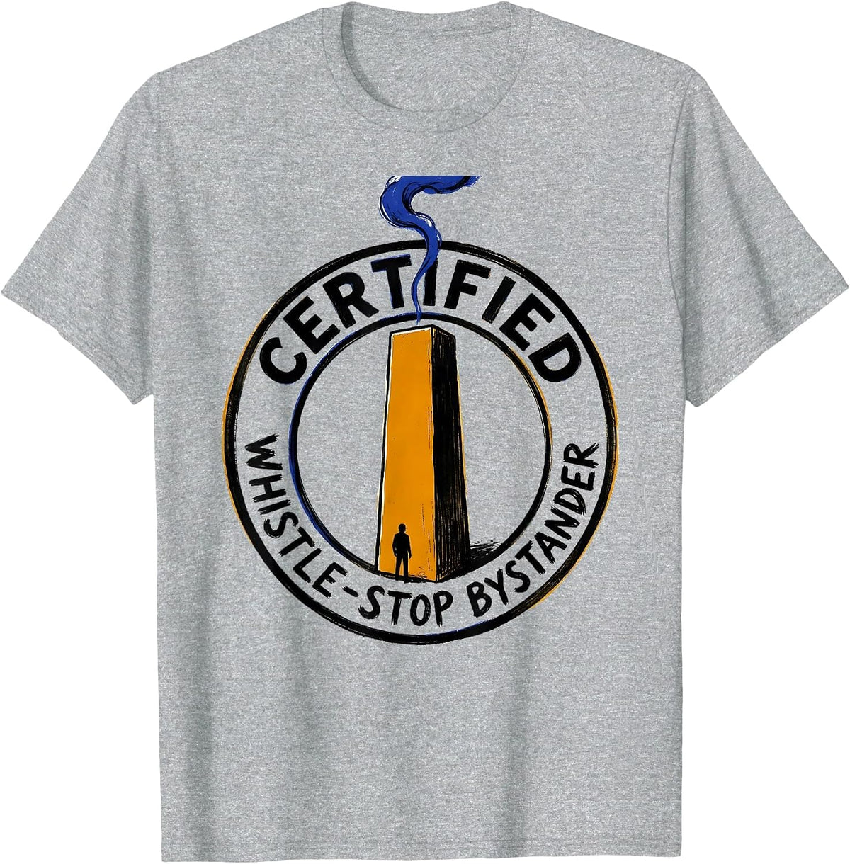 Men's Certified Whistle-Stop Bystander Steam Locomotive Train T-Shirt - Heather Grey