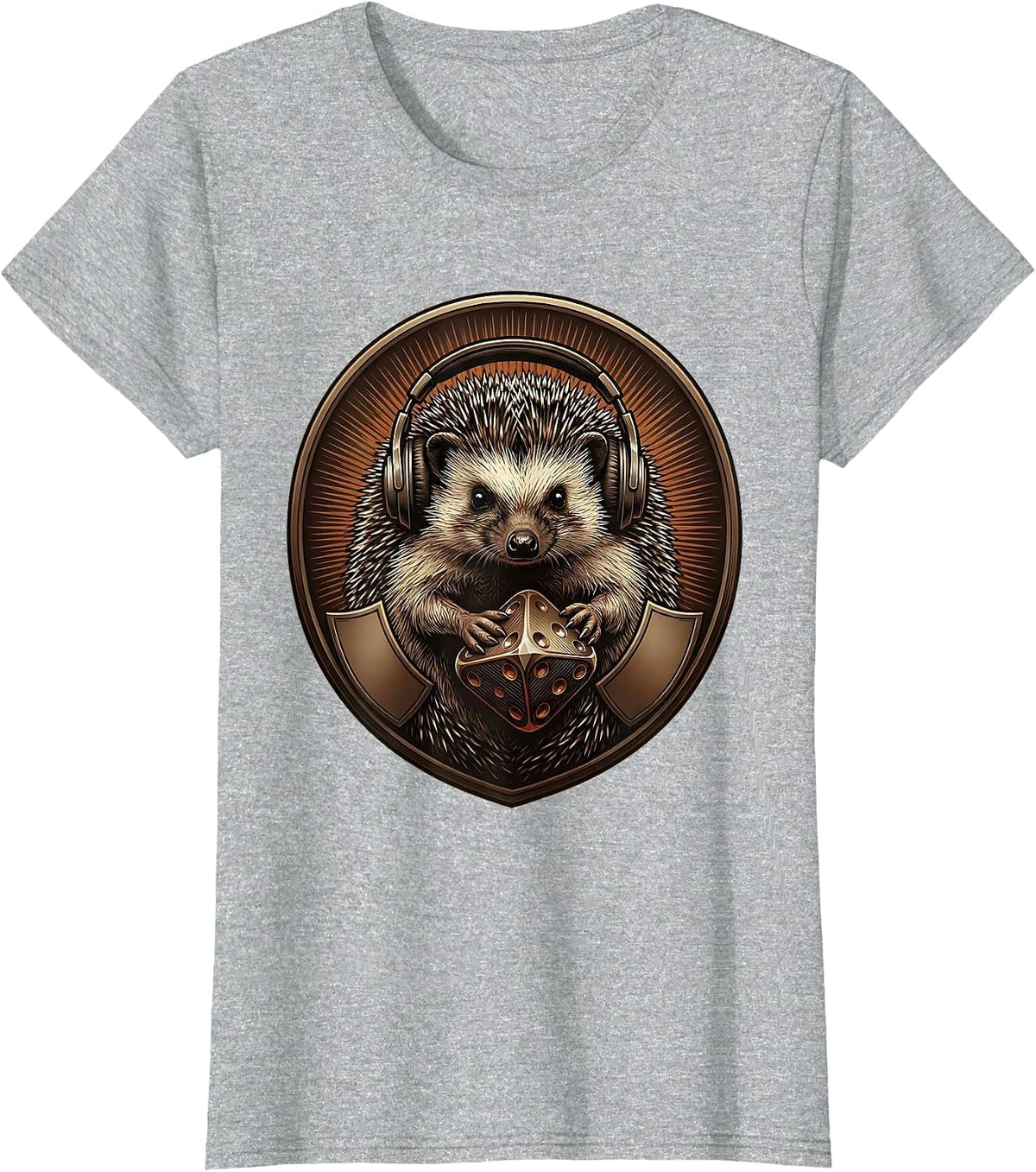 Crowned Hedgehog Gamer Meme Autistic Humor T-Shirt - Heather Grey