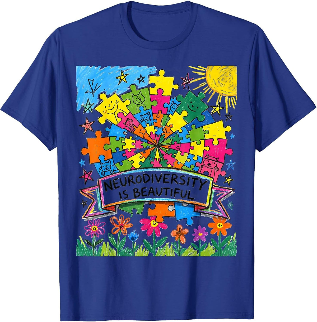 Neurodiversity Is Beautiful Autism Awareness Design T-Shirt - Royal Blue