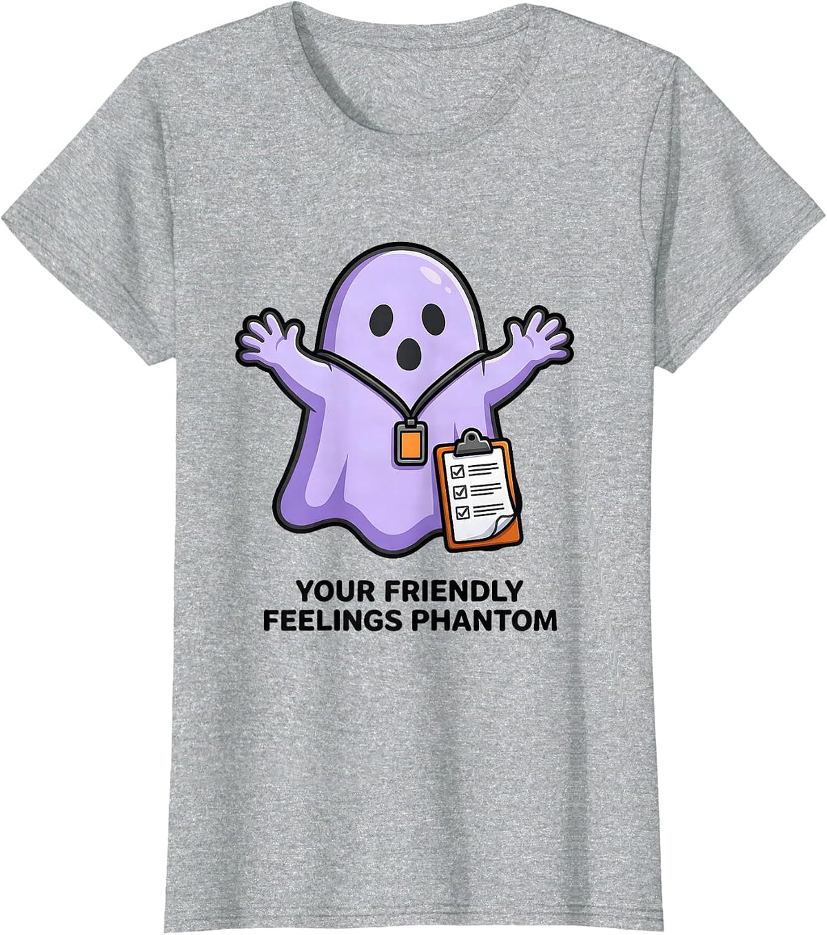 Your Friendly Feelings Phantom Funny Mental Health Halloween T-Shirt - Heather Grey