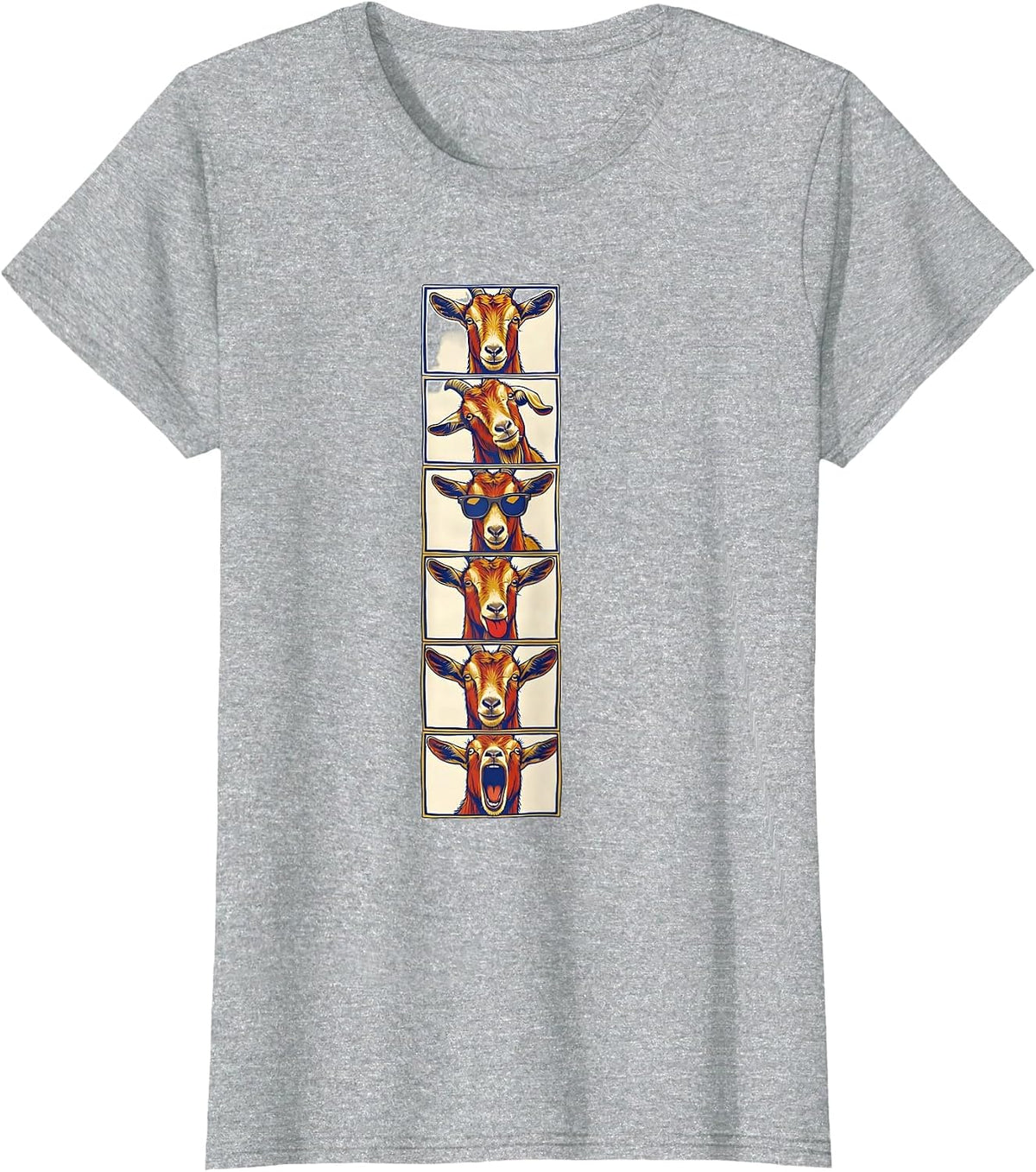 Women's Goat Photobooth Funny Animal Portrait T-Shirt - Heather Grey