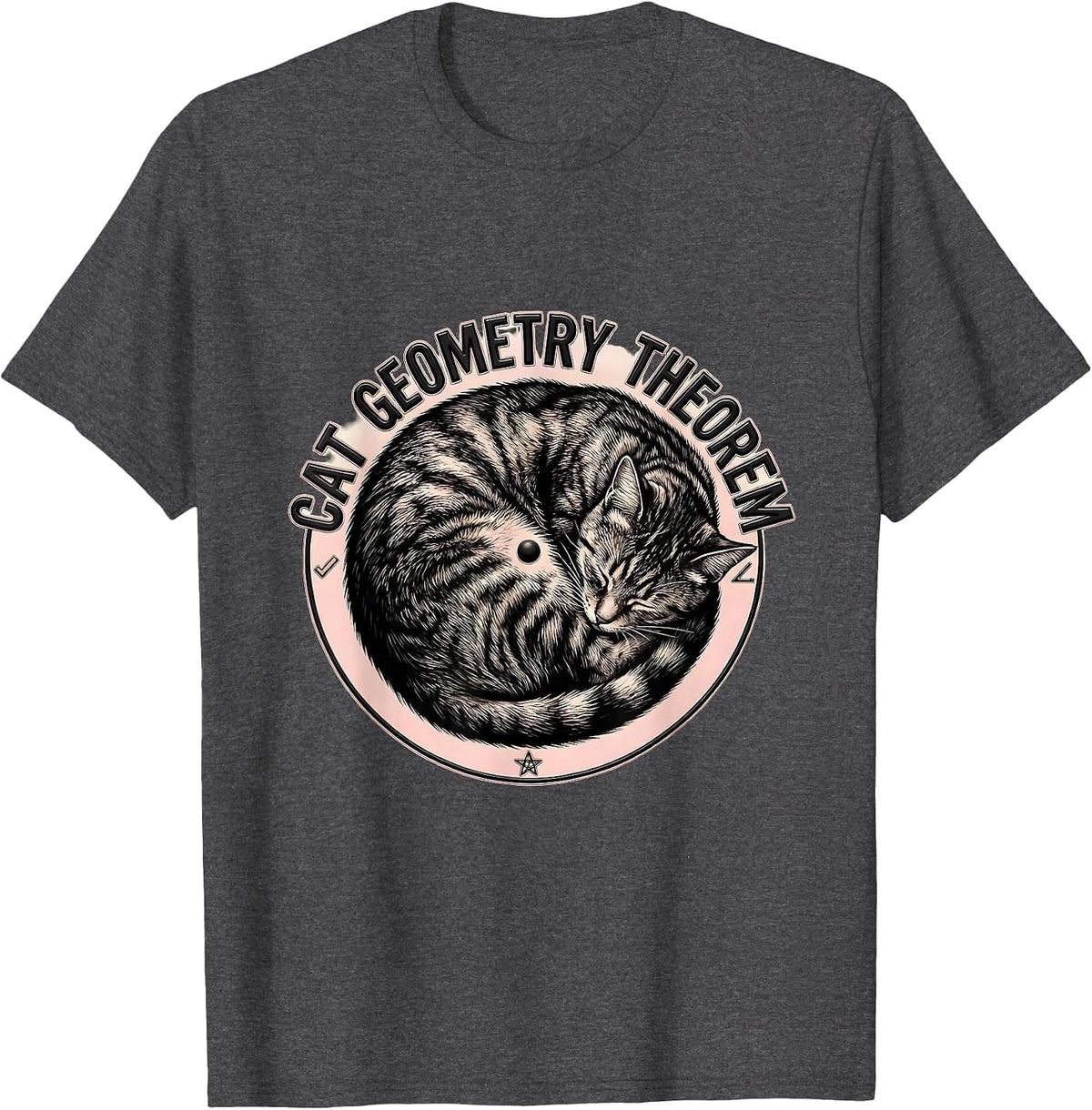Cat Geometry Theorem Funny Math Cat Teacher Student Gift T-Shirt - Dark Heather Grey