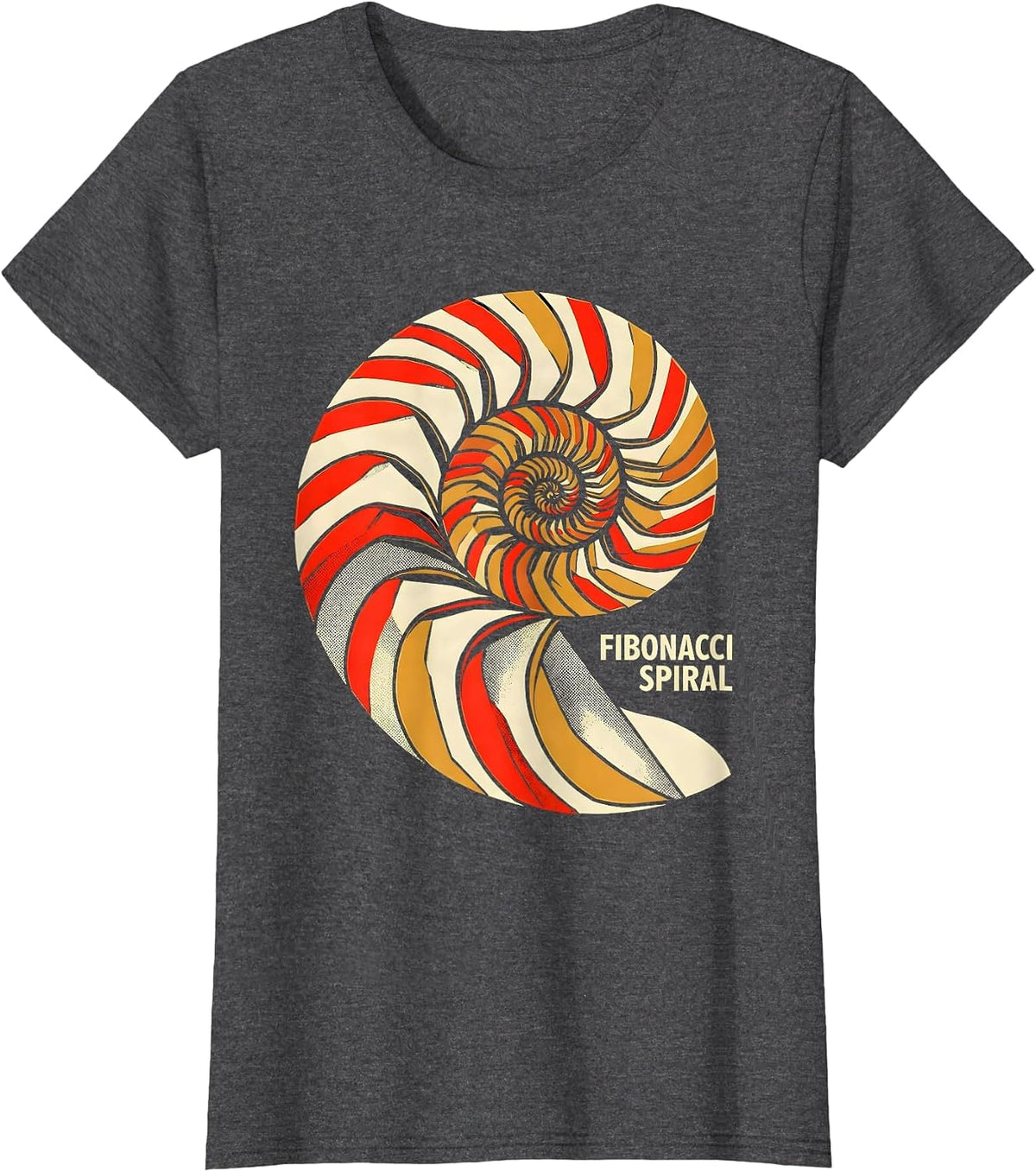 Women's Fibonacci Spiral Constructivist Math Teacher Sacred Geometry T-Shirt - Dark Heather Grey