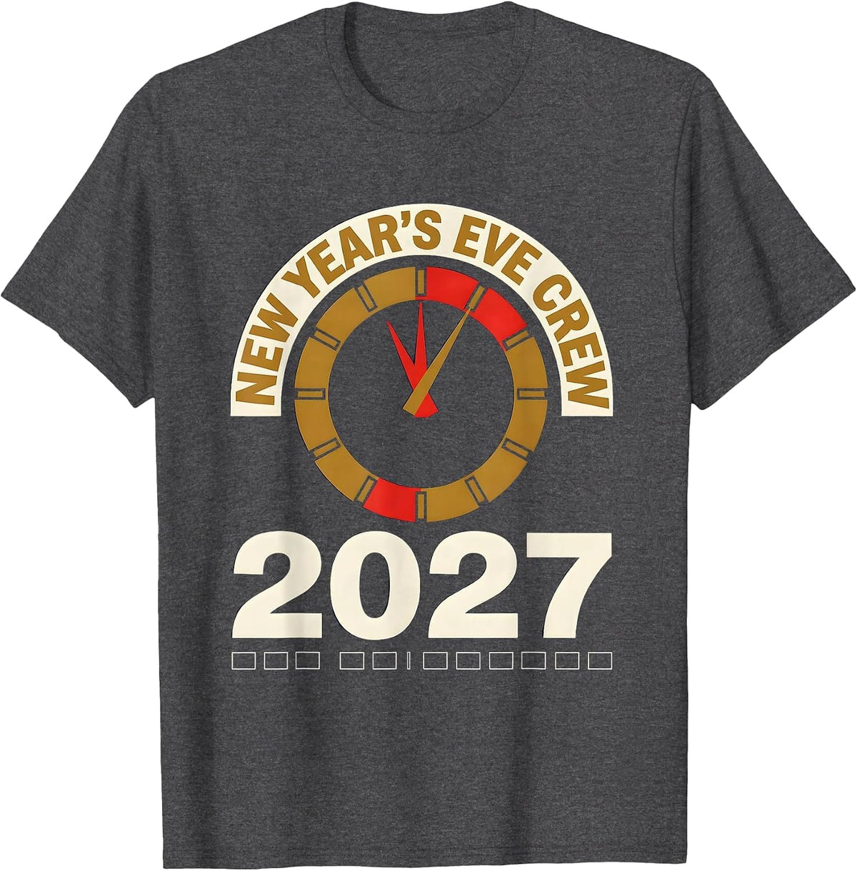 New Year's Eve Crew 2027 Family Matching Holiday Pajama T-Shirt - Dark Heather Grey
