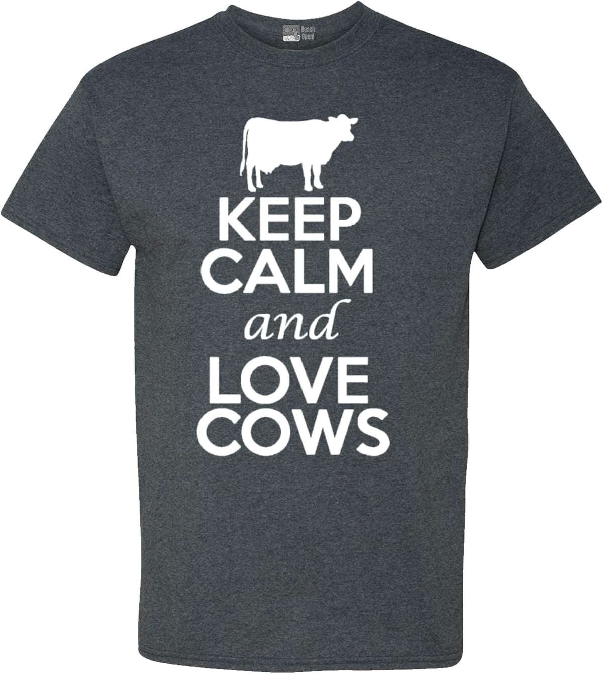 Keep Calm and Love Cows Adult T-Shirt Tee - Dark Heather