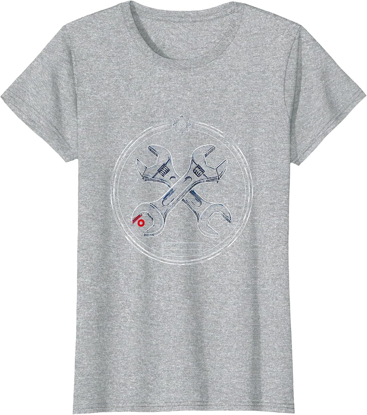 Mechanic Patch Badge Crossed Wrenches Graphic T-Shirt - Heather Grey