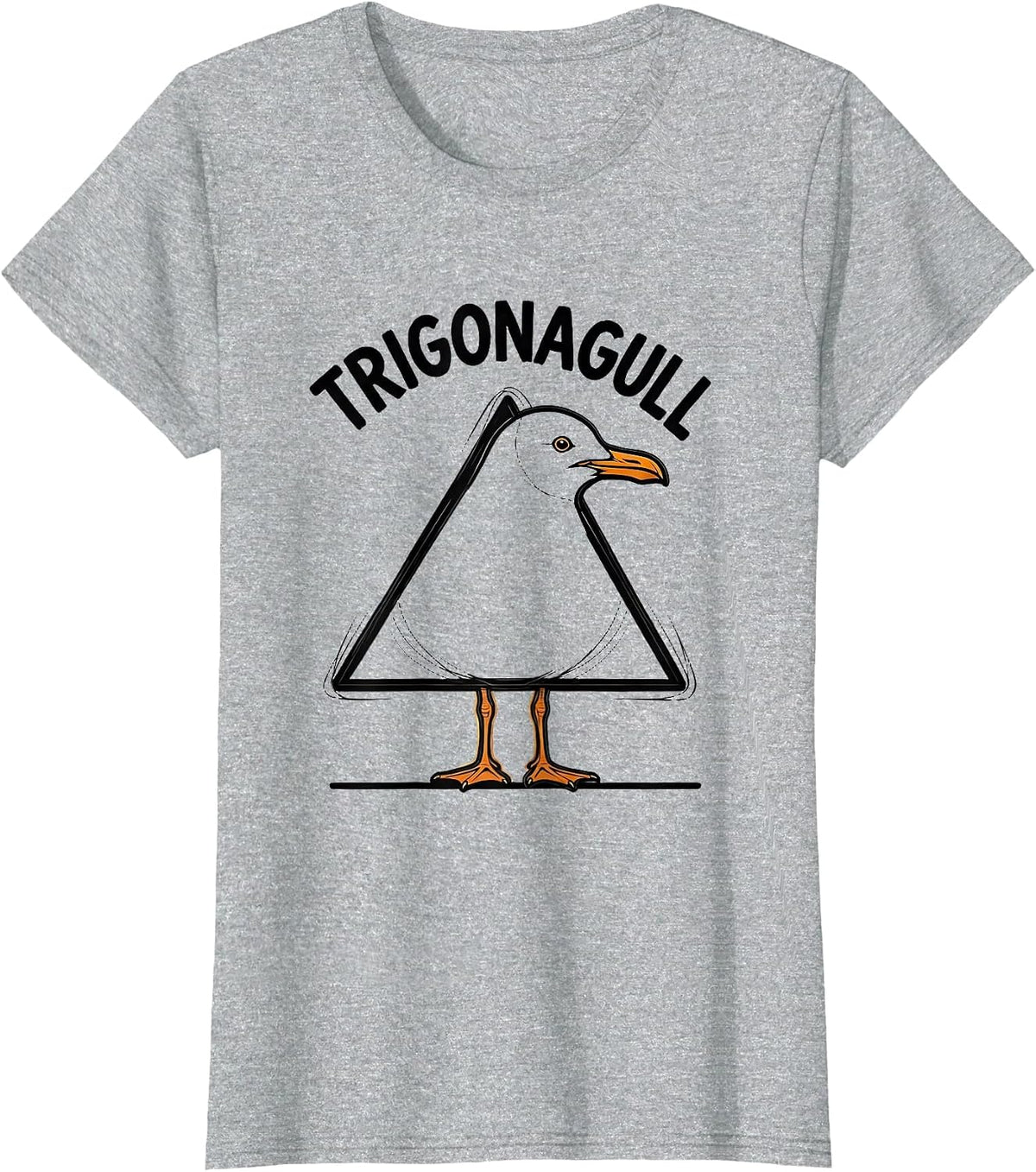 Trigonagull Funny Bird Pun Math Teacher Geometry Humor T-Shirt - Heather Grey