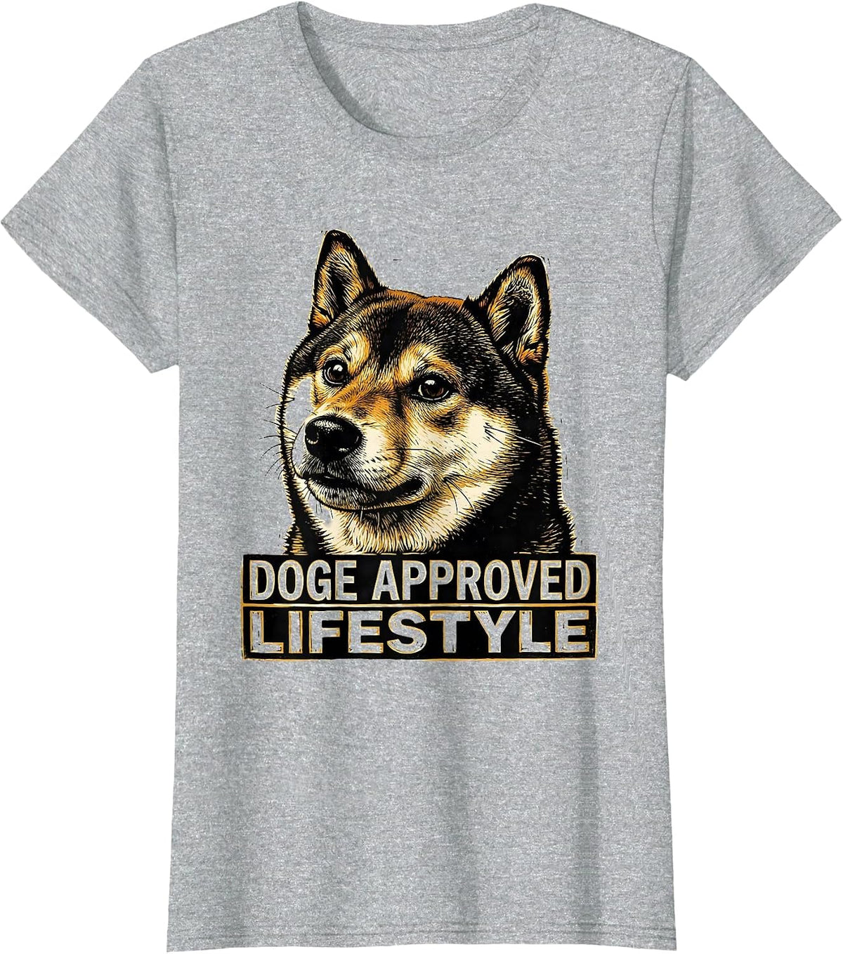 Women's Doge Approved Lifestyle Meme Design T-Shirt - Heather Grey
