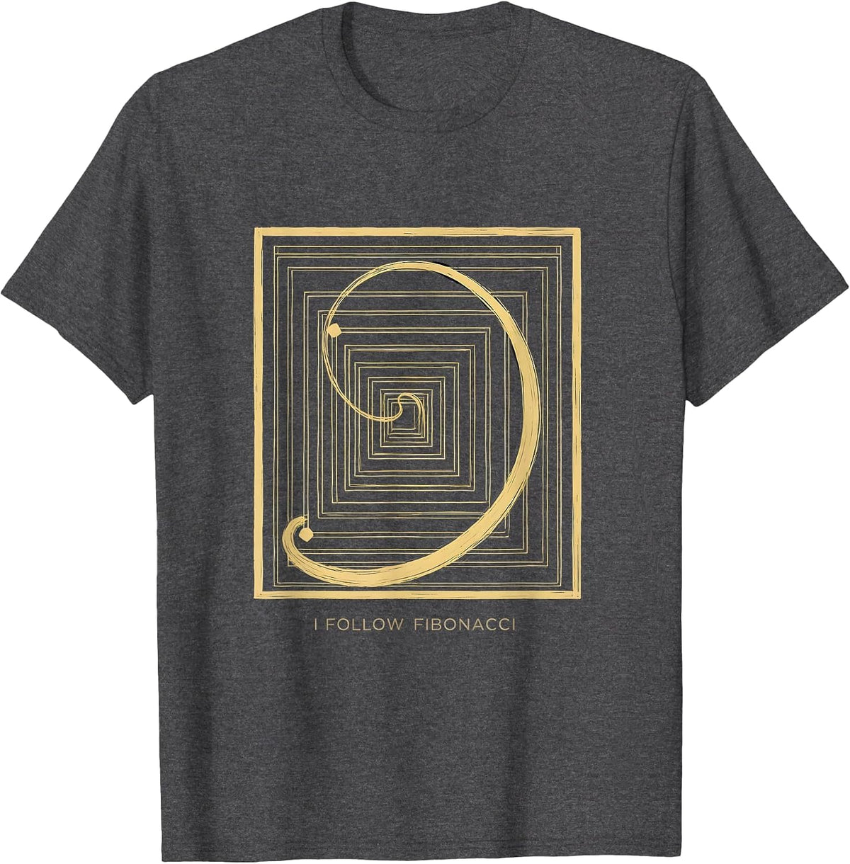 I Follow Fibonacci Line Art Math Enthusiast Sacred Geometry T-Shirt - Dark Heather Grey