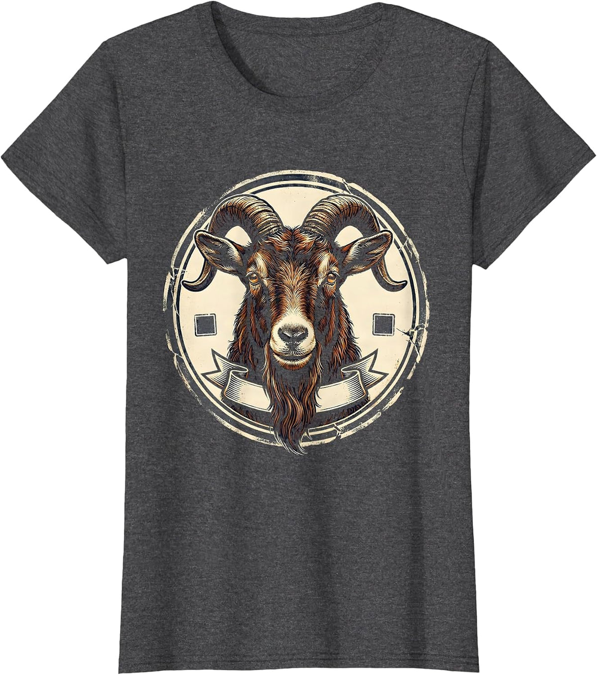 Women's Goat Head Vintage Farm Animal Lover Gift T-Shirt - Dark Heather Grey