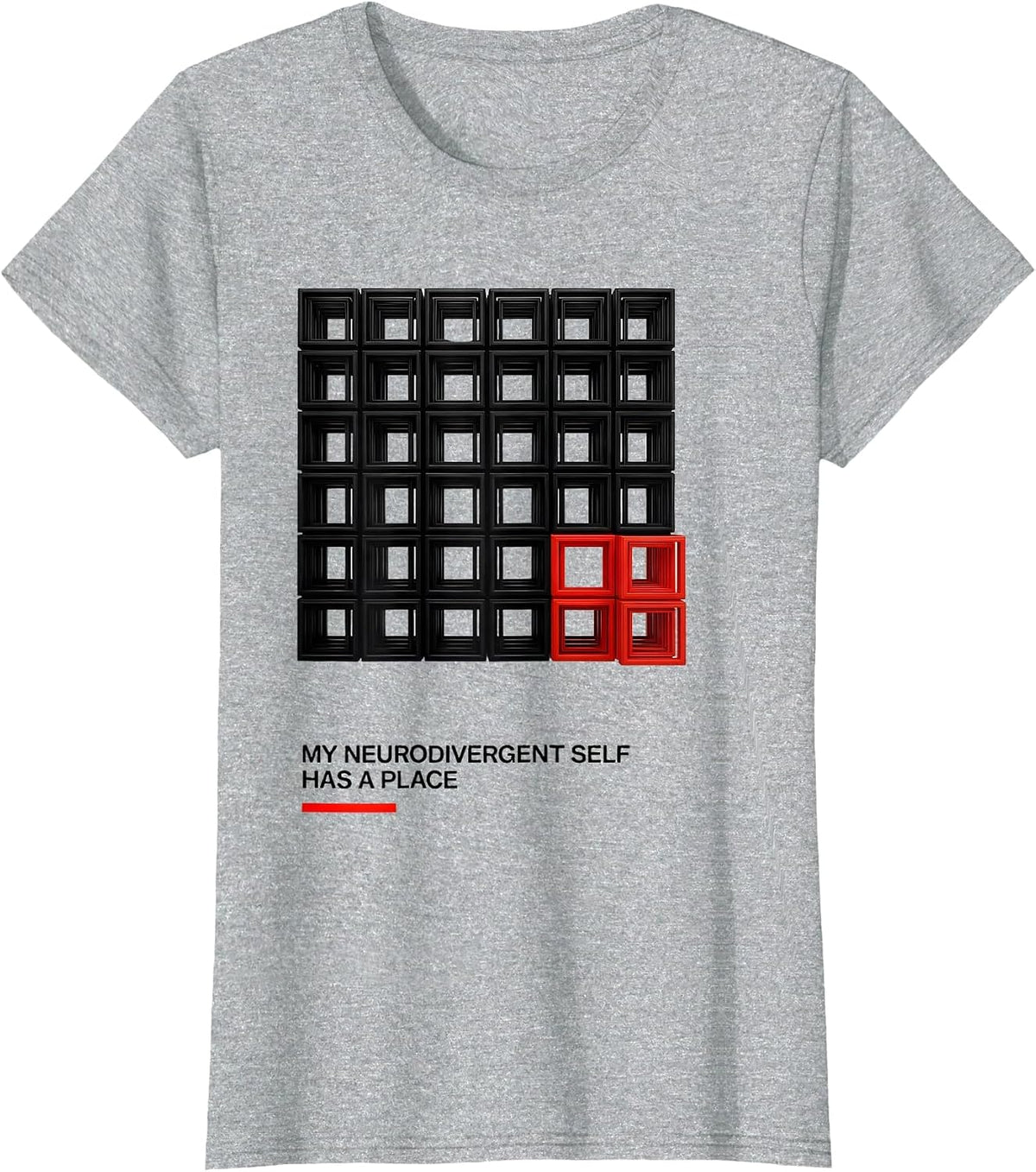 Women's My Neurodivergent Self Has A Place Funny Neurodiversity T-Shirt - Heather Grey