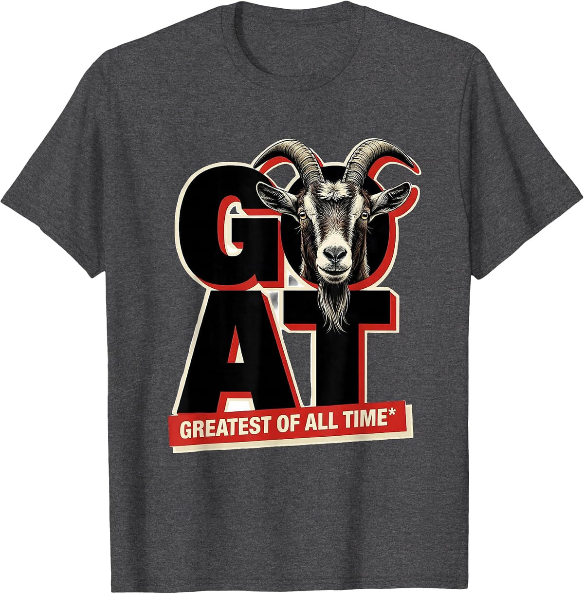 Greatest Of All Time Cool Goat with Sunglasses Animal Humor T-Shirt - Dark Heather Grey