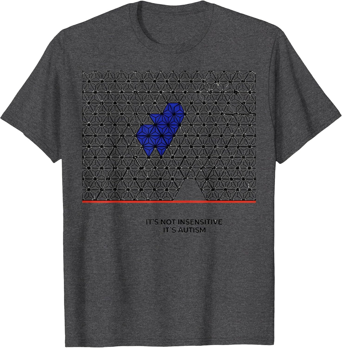 Men's It's Not Insensitive It's Autism Geometric Neurodiversity T-Shirt - Dark Heather Grey