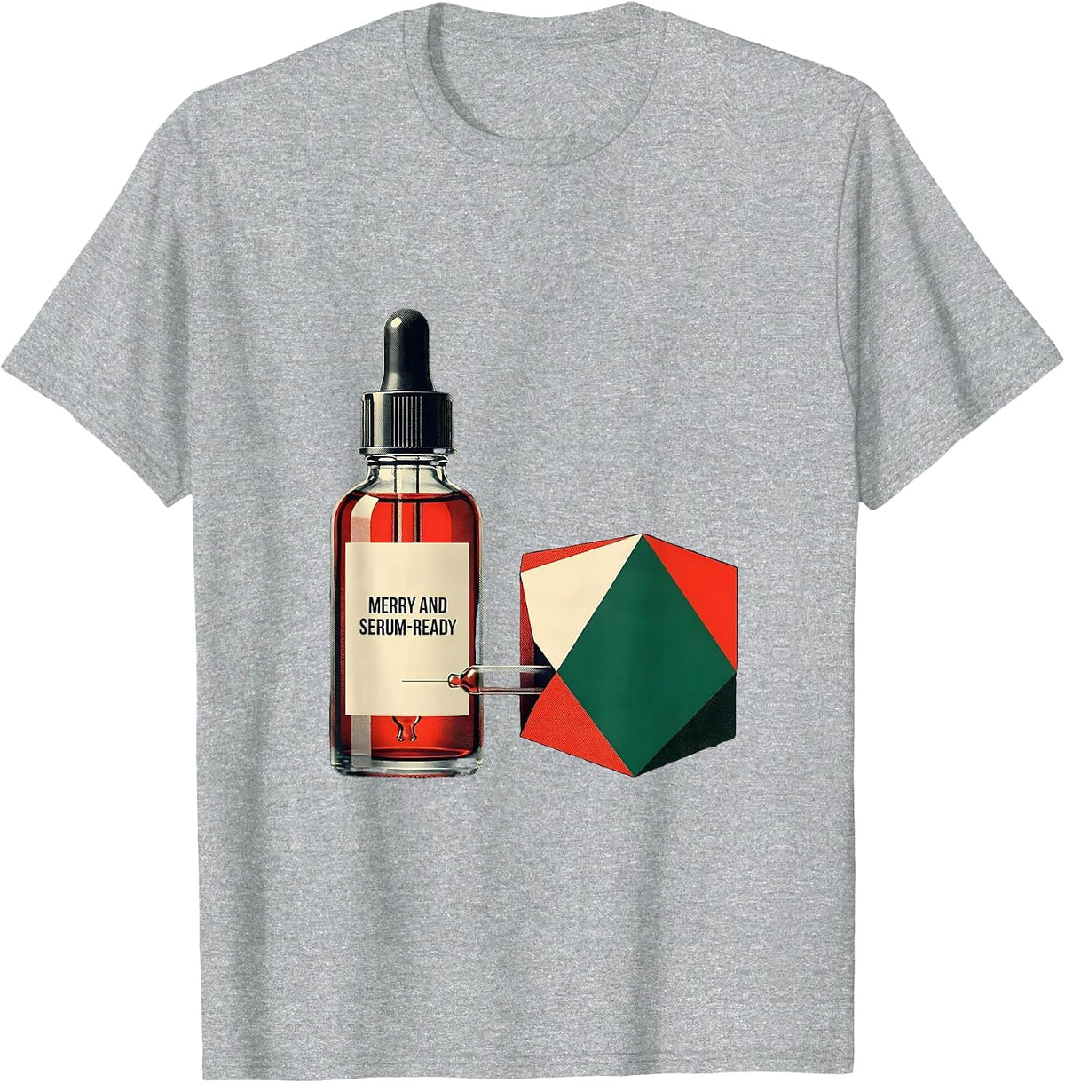 Men's Merry And Serum-Ready Geometric Esthetician Dermatology T-Shirt - Heather Grey