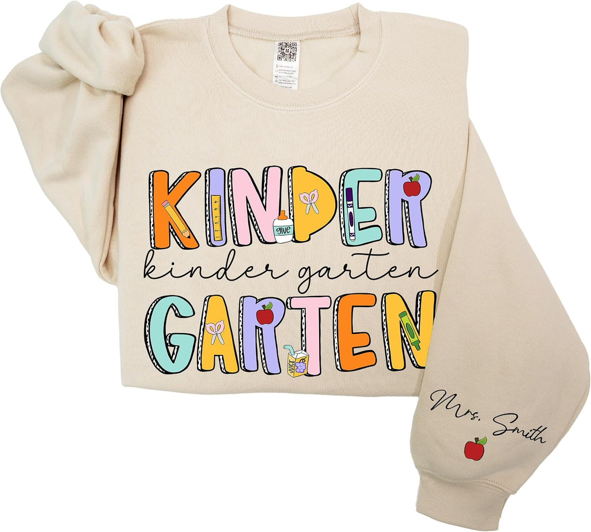 Personalized Teacher Sweatshirt, Custom Last Name Teacher Gift, Back to School Gifts, for School Professionals - Kindergarten