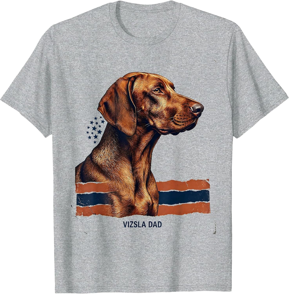 Men's Vizsla Dad Distressed Patriotic Dog Breed Pride 4th Of July T-Shirt - Heather Grey