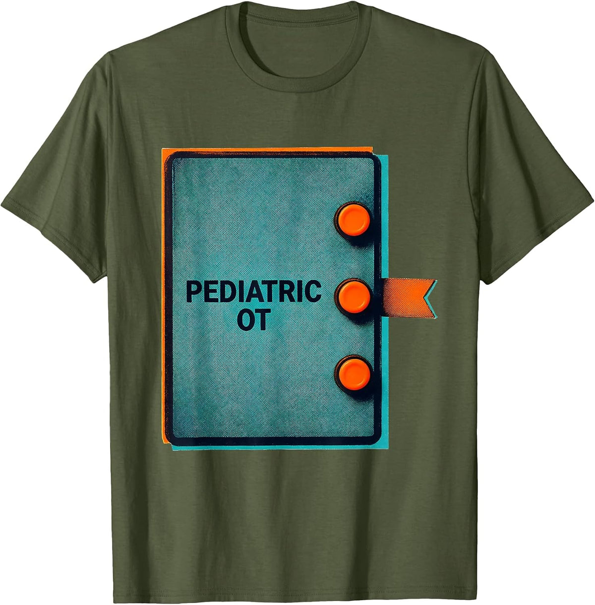 Men's Pediatric OT Risograph Occupational Therapy Professional T-Shirt - Olive Green
