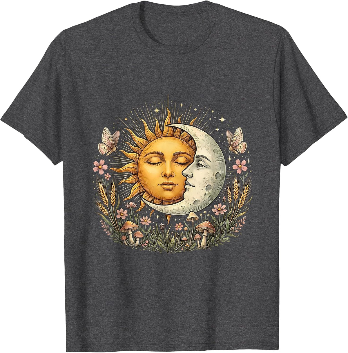 Sun and Moon Horizon Mental Health Matters Design T-Shirt - Dark Heather Grey