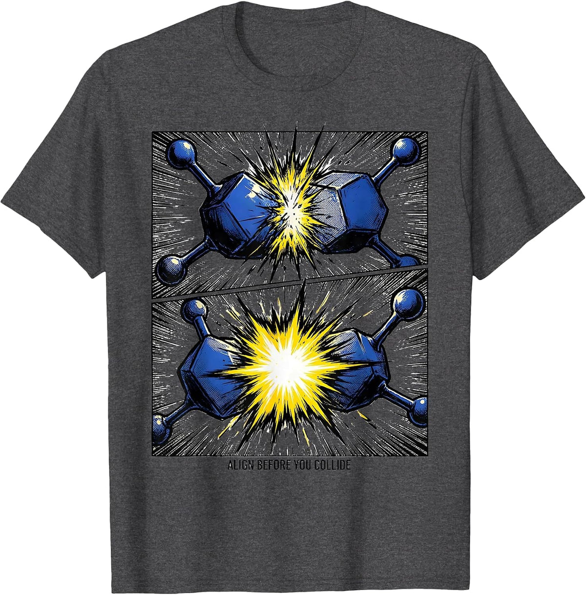 Men's Align Before You Collide Funny Chemistry Physics Science T-Shirt - Dark Heather Grey