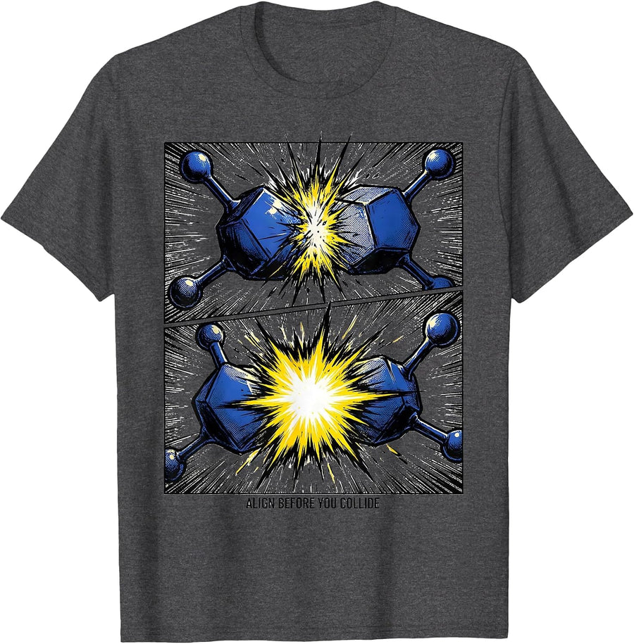 Men's Align Before You Collide Funny Chemistry Physics Science T-Shirt - Dark Heather Grey