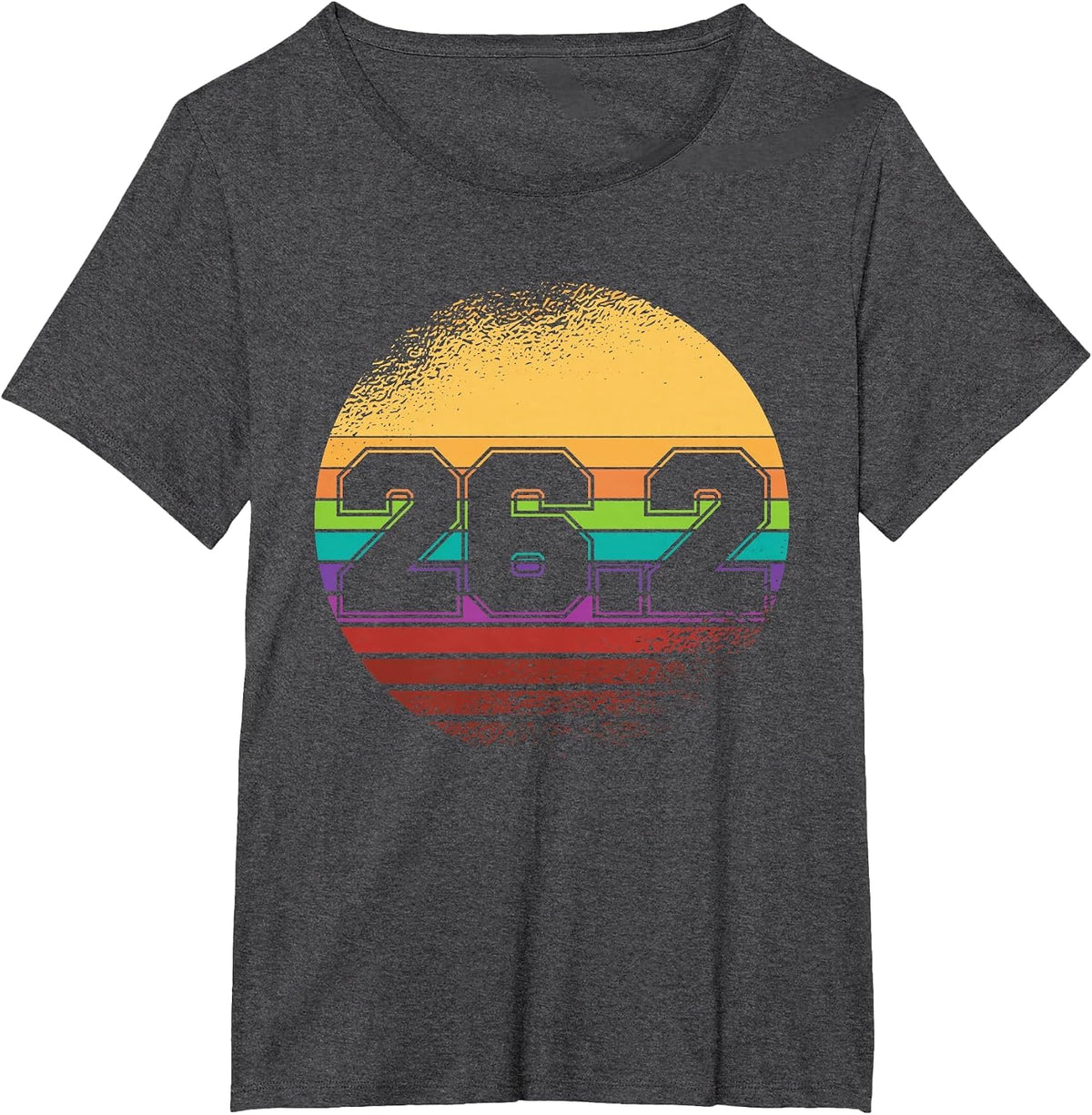 First Marathon 26.2 Marathoner Retro Runner T-Shirt - Dark Heather Grey