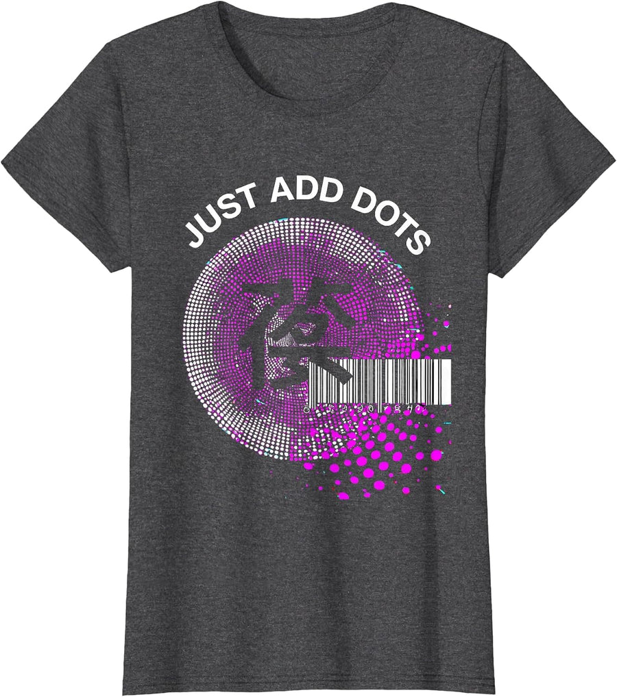 Women's Just Add Dots Polka Dot Lover Design T-Shirt - Dark Heather Grey