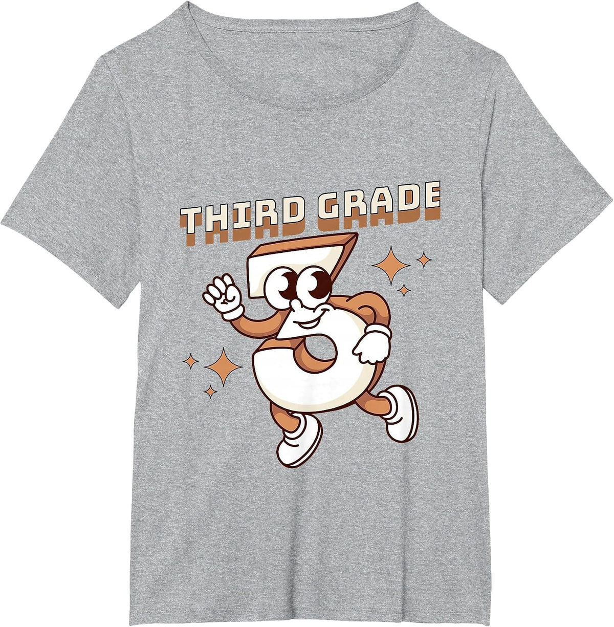 Third Grade Retro Funny 3 Back to School Girl Boy Teacher T-Shirt - Heather Grey