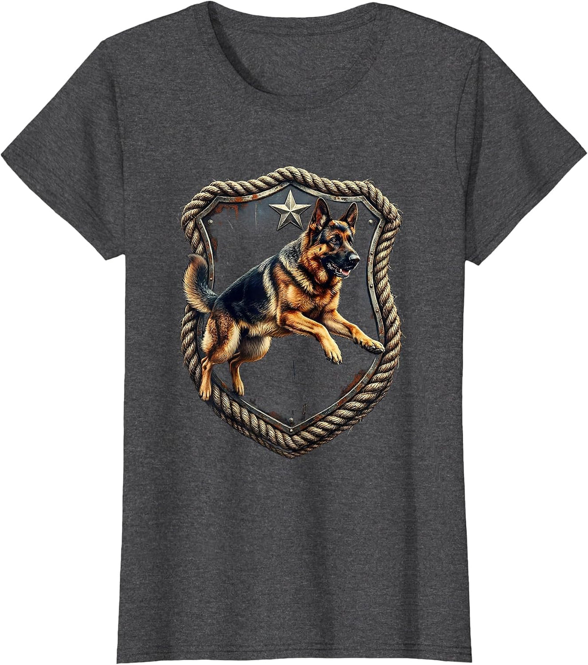 Women's K9 Dog Mid-Leap Action Graphic T-Shirt - Dark Heather Grey