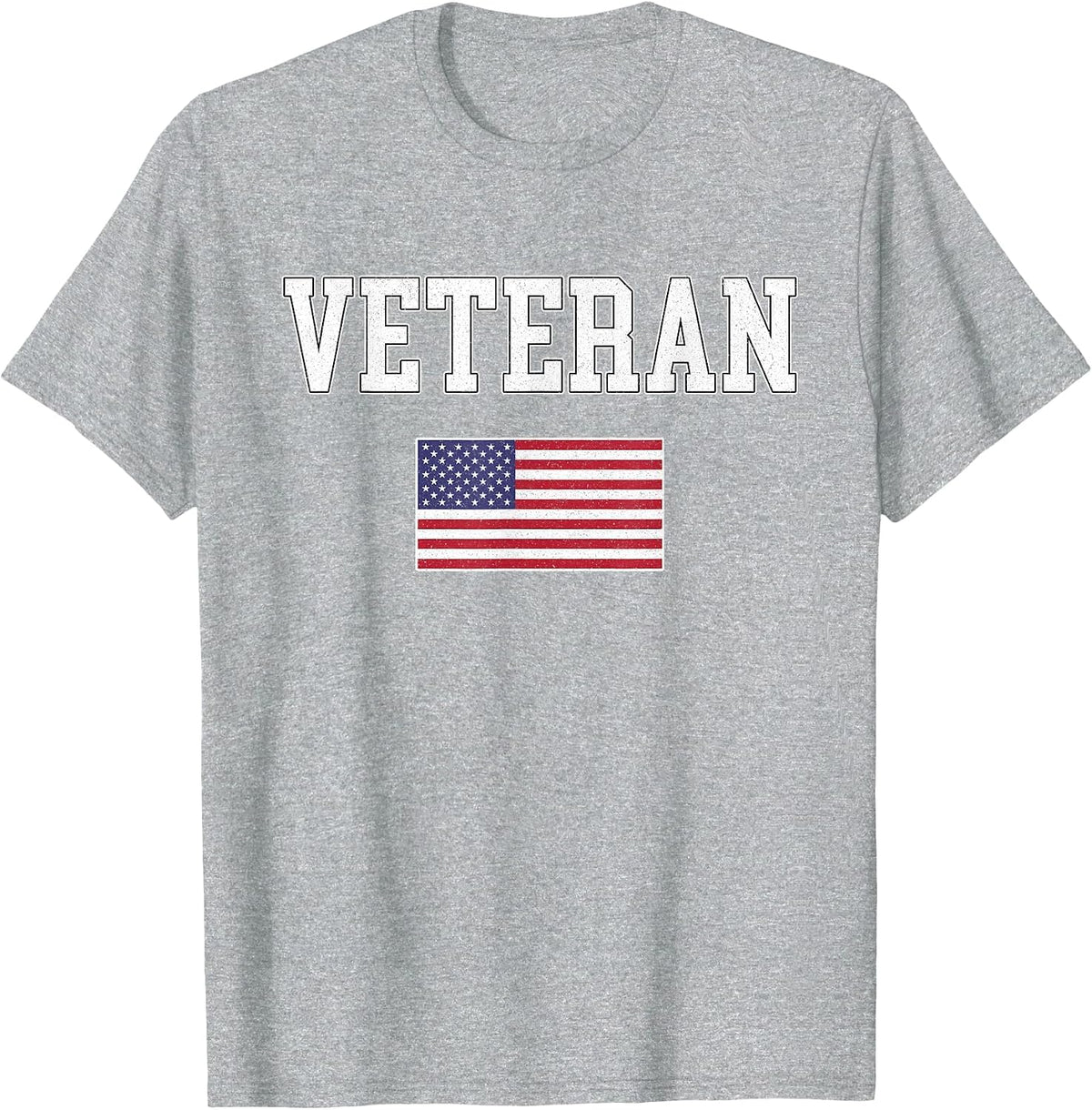 Veteran Vintage USA Flag Veterans Day T-Shirt - Heather Grey