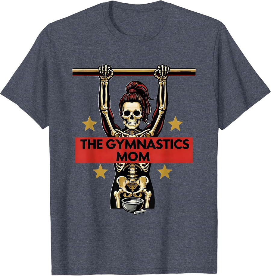 The Gymnastics Mom Tattoo Skeleton Tarot Card Sports Mom T-Shirt - Heather Blue