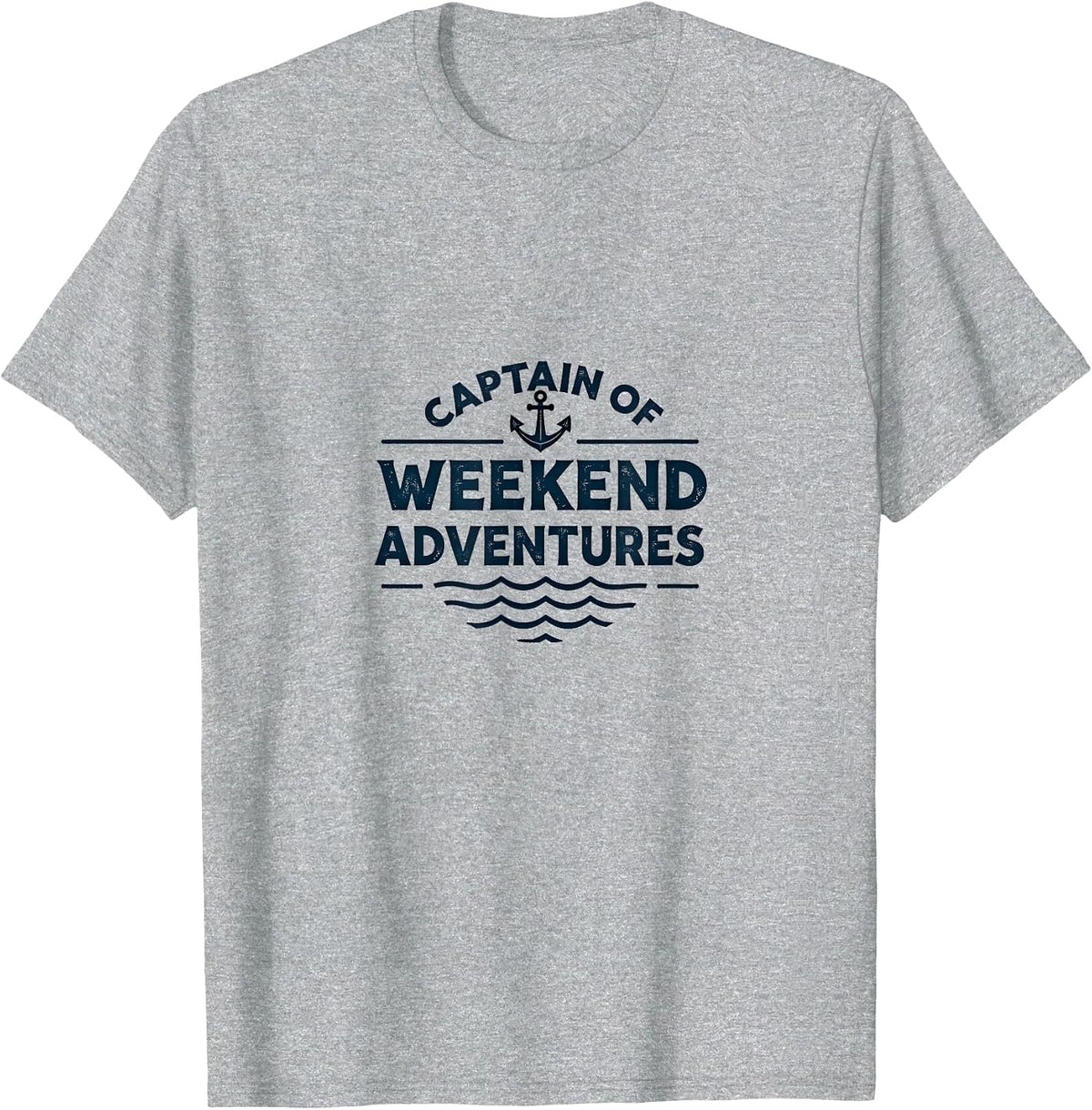 Captain of Weekend Adventures Boat Design T-Shirt - Heather Grey