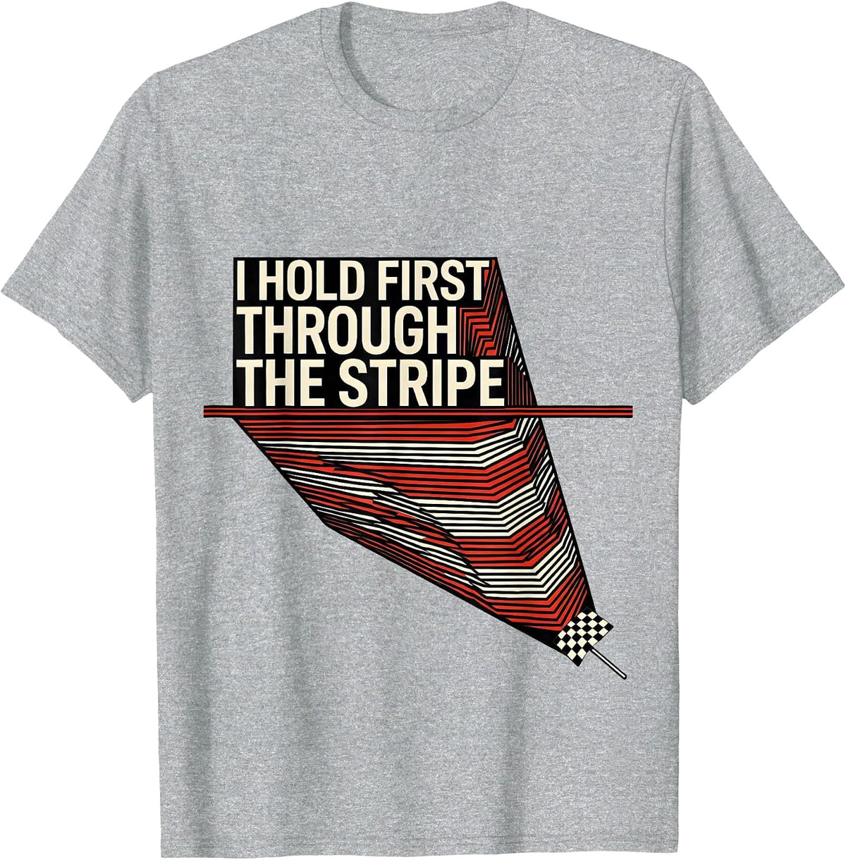 Men's I Hold First Through The Stripe Geometric Drag Racing T-Shirt - Heather Grey