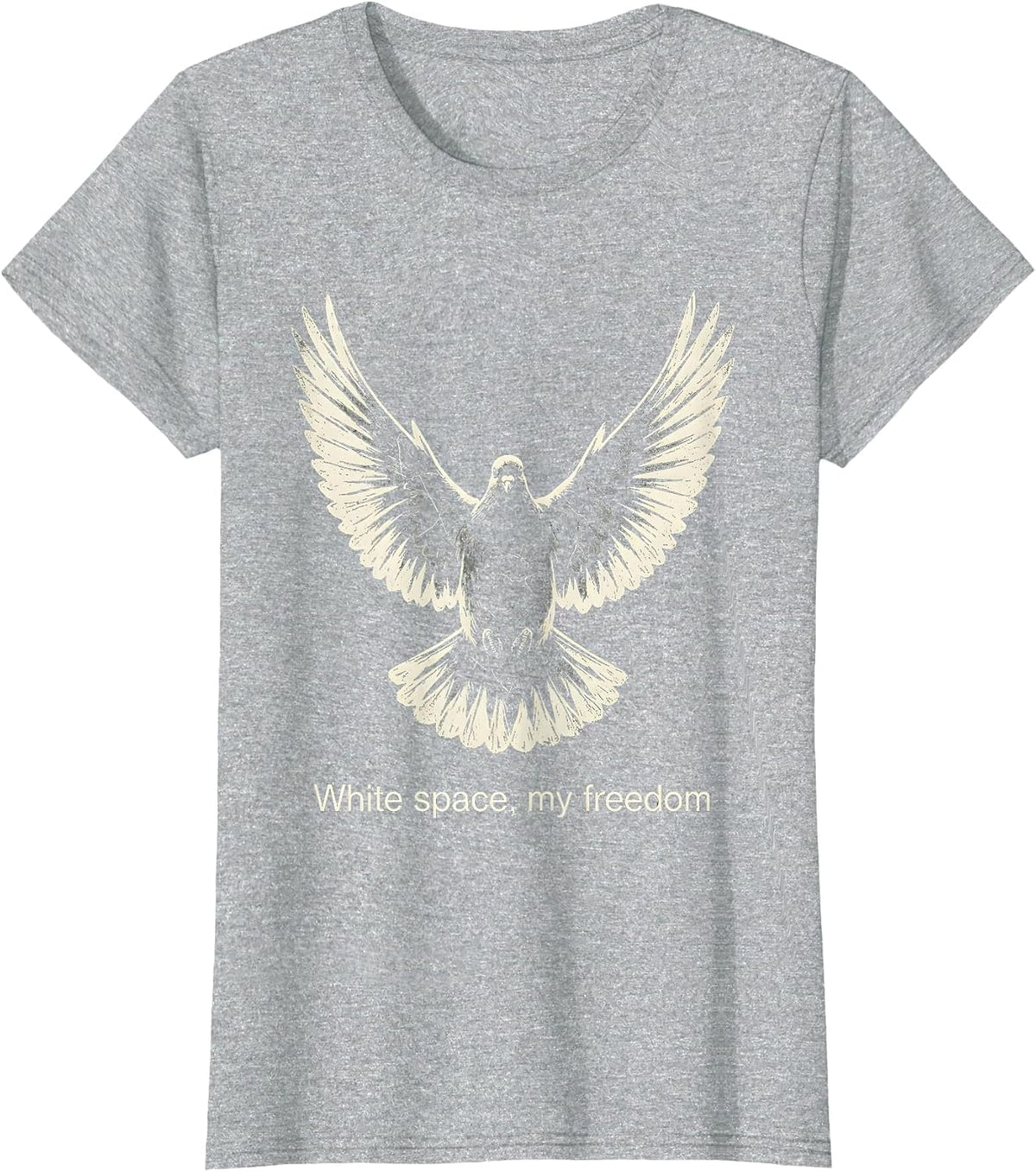 Women's White Space My Freedom Minimalist Design T-Shirt - Heather Grey