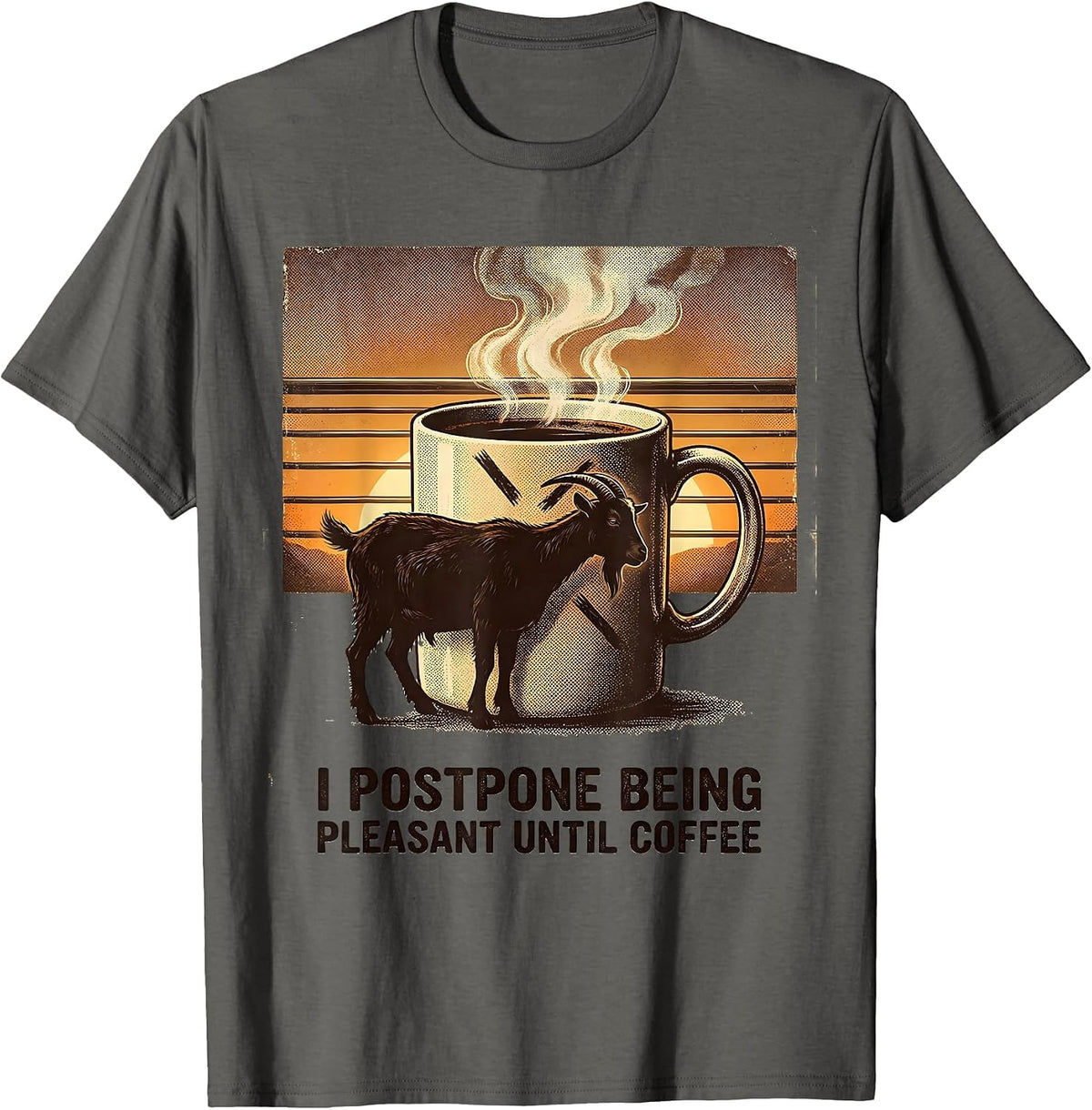 Men's I Postpone Being Pleasant Until Coffee Funny Vintage Coffee T-Shirt - Asphalt Grey