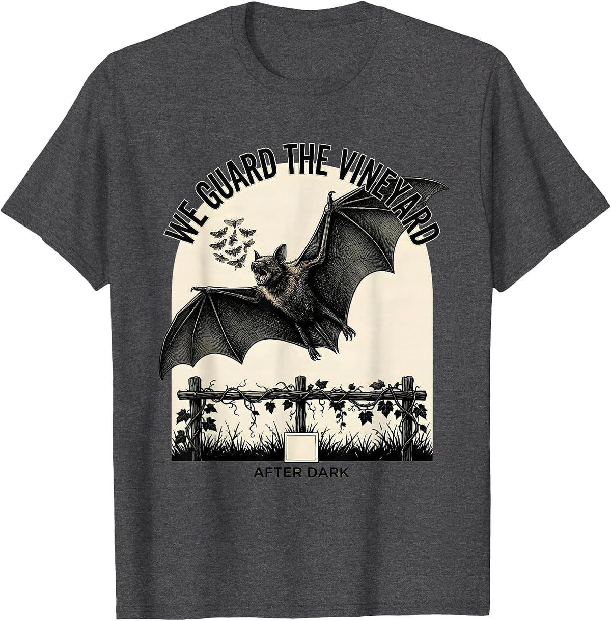 Men's We Guard The Vineyard After Dark Bat Lover Wildlife T-Shirt - Dark Heather Grey