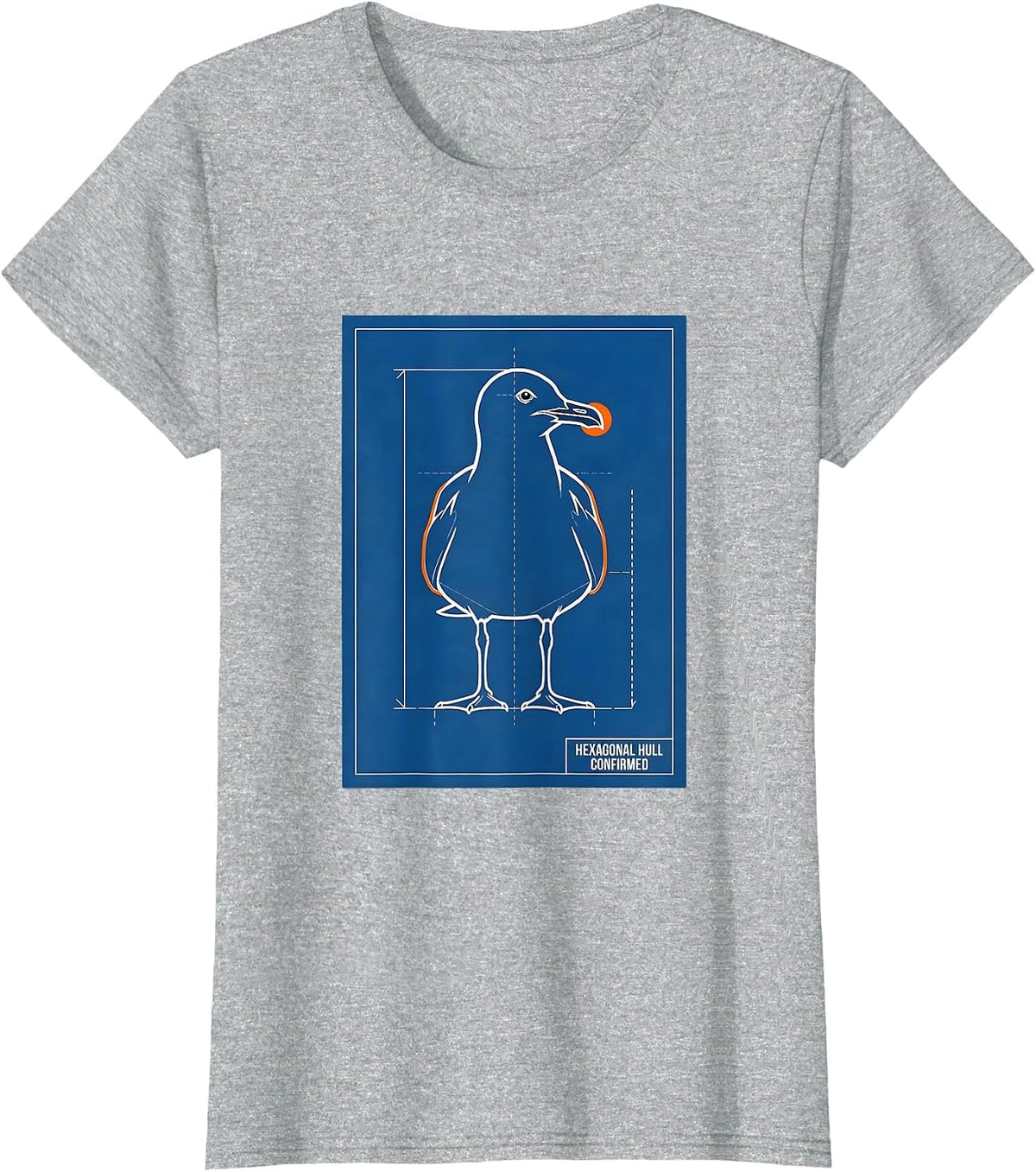 Hexagonal Hull Confirmed Funny Geometric Bird Pun Math Humor T-Shirt - Heather Grey