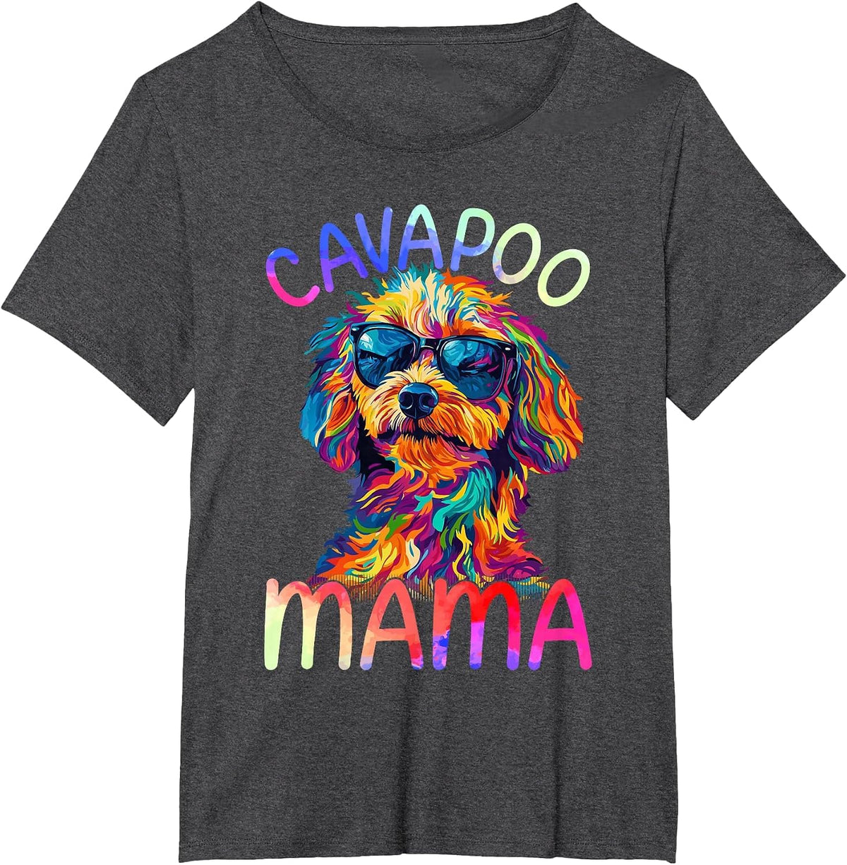Cavapoo Mom Mama Colorful Pop Art Cavapoo Dog T-Shirt - Dark Heather Grey