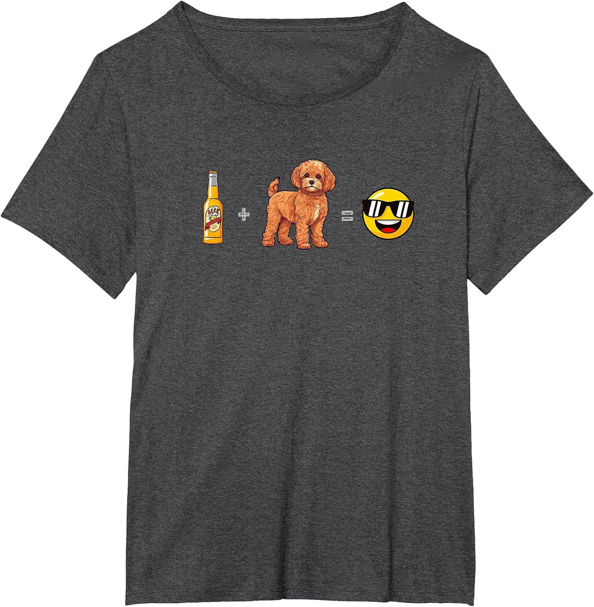 Cavapoo + Beer Dog Dad Happy Men Pet Lover T-Shirt - Dark Heather Grey