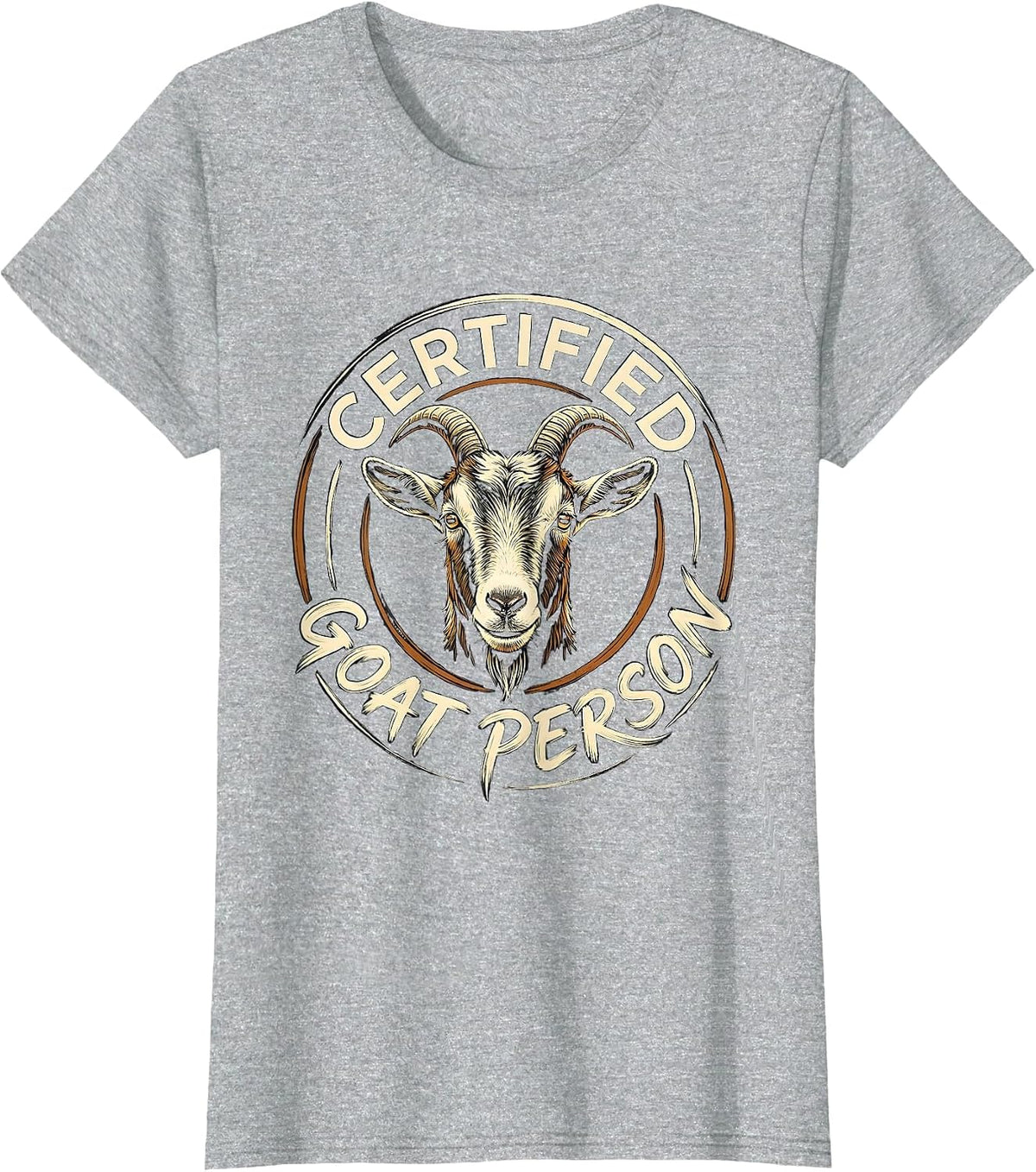 Certified Goat Person Minimalist Line Art Icon Outline Gift T-Shirt - Heather Grey